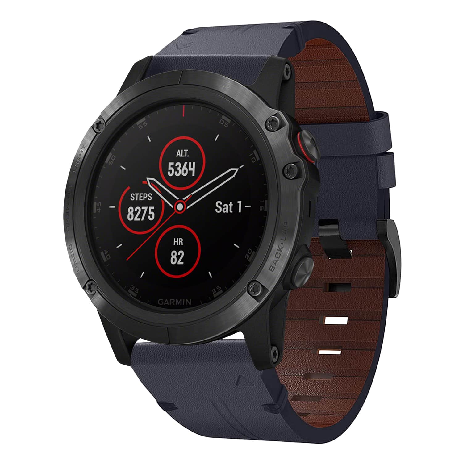 Photos - Smartwatches StrapsCo - Vintage Italian Leather Strap QuickFit 26 Watch Band For Garmin Fenix 5X & 5X Plus - Midnight f5x.g.l11.5-26