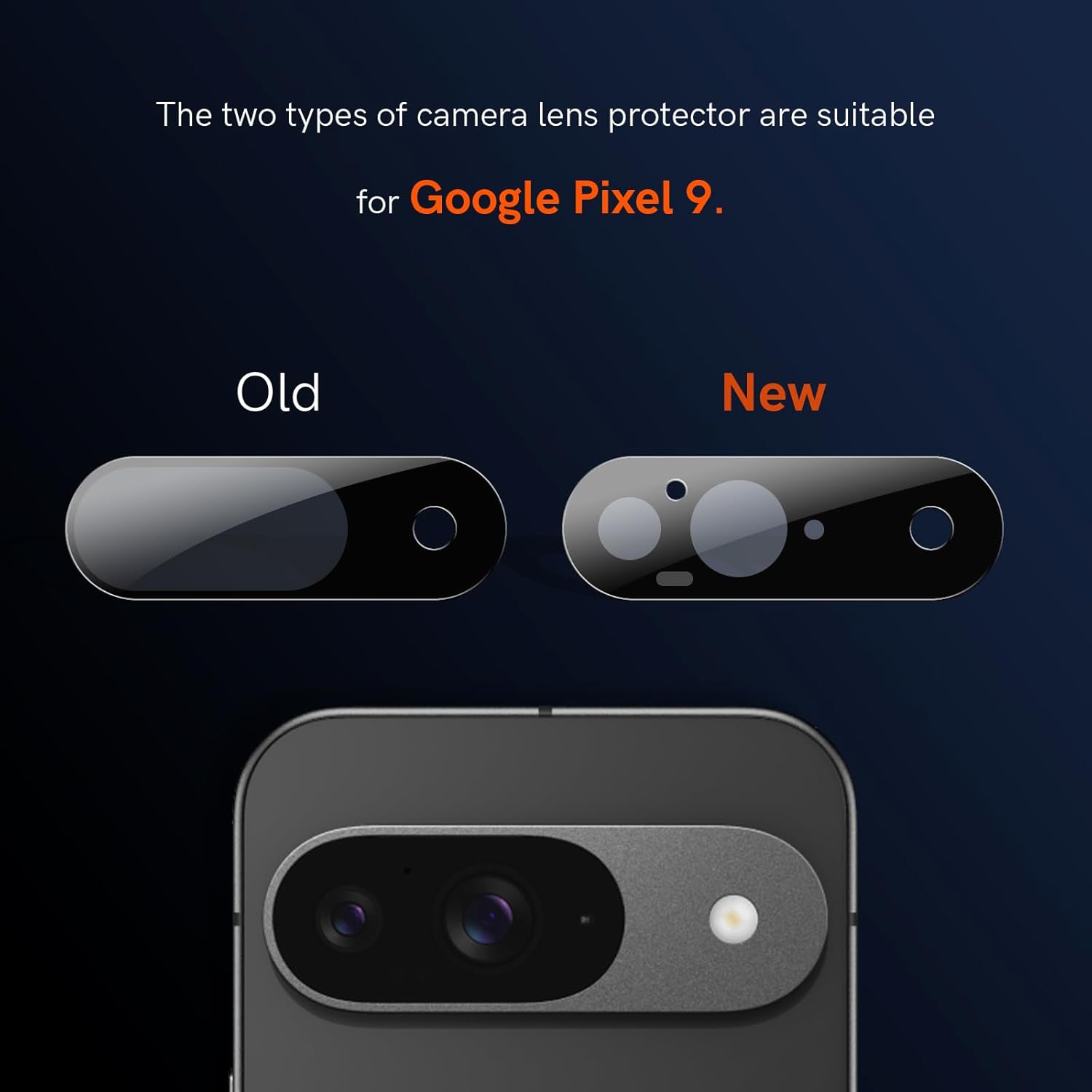 The two types of camera lens protector are suitable for Google Pixel 9.

Old

New