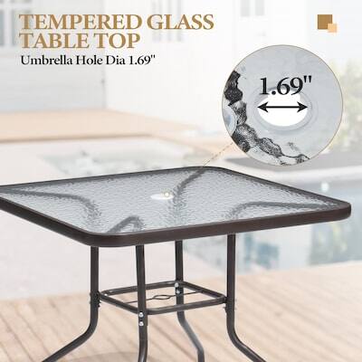 TEMPERED GLASS TABLE TOP  
Umbrella Hole Dia 1.69"