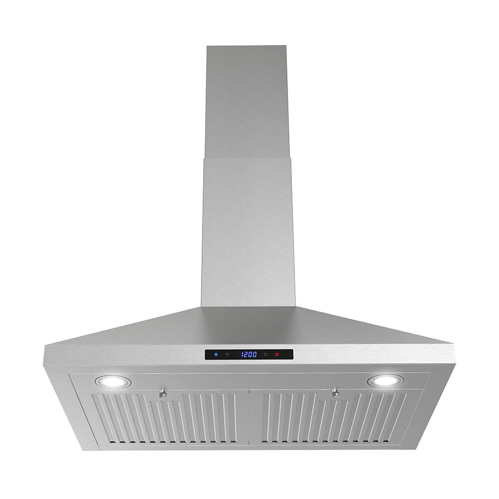 Angle. Streamline - 30 in. Giulio Convertible Wall Mount 350 CFM Range Hood, Baffle Filters, Touchpad Control, LED Lights - Brushed Stainless Steel.