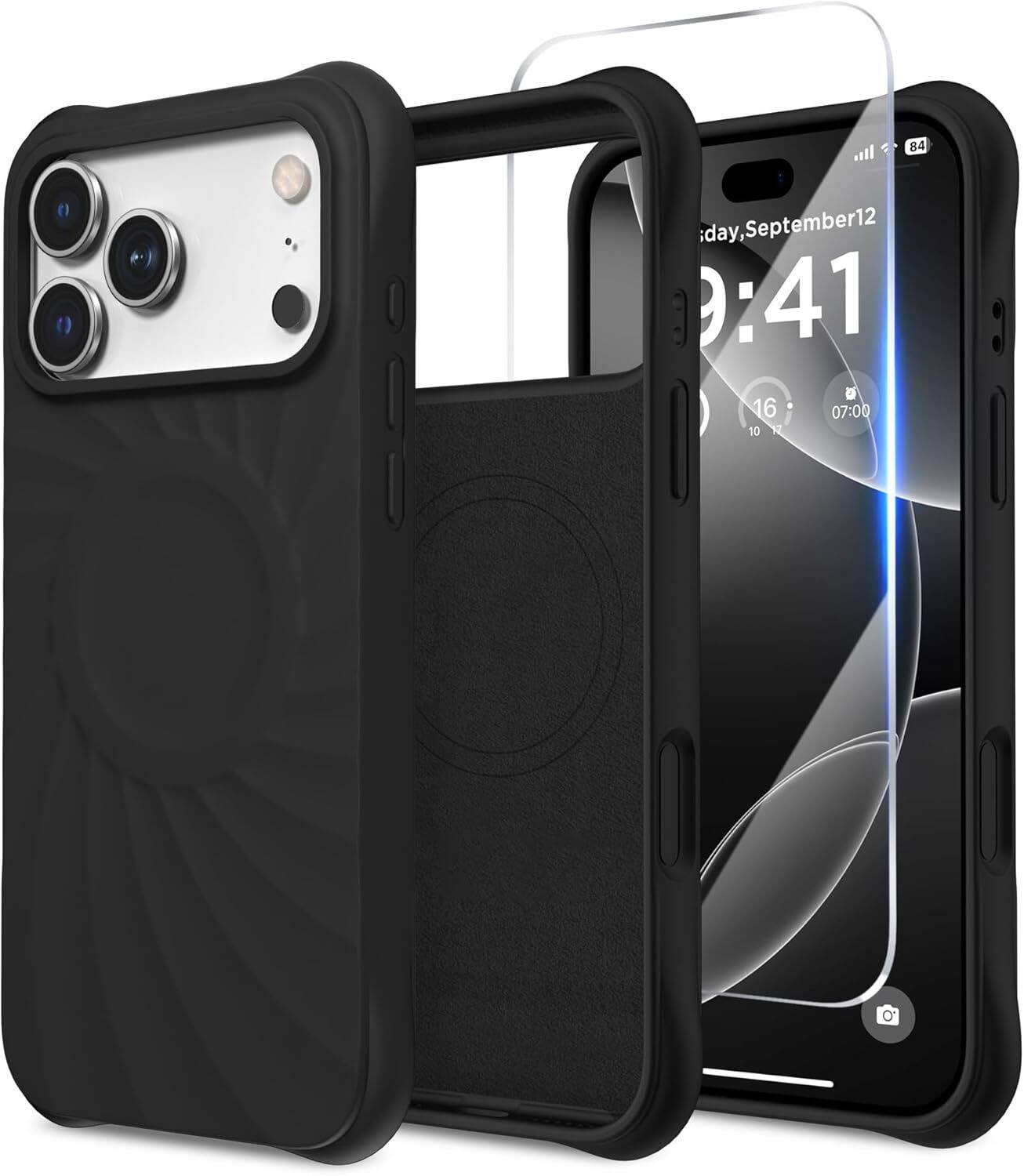 FINEAK - Compatible with MagSafe,for iPhone 17 Pro Max Case,Screen Protector - Black