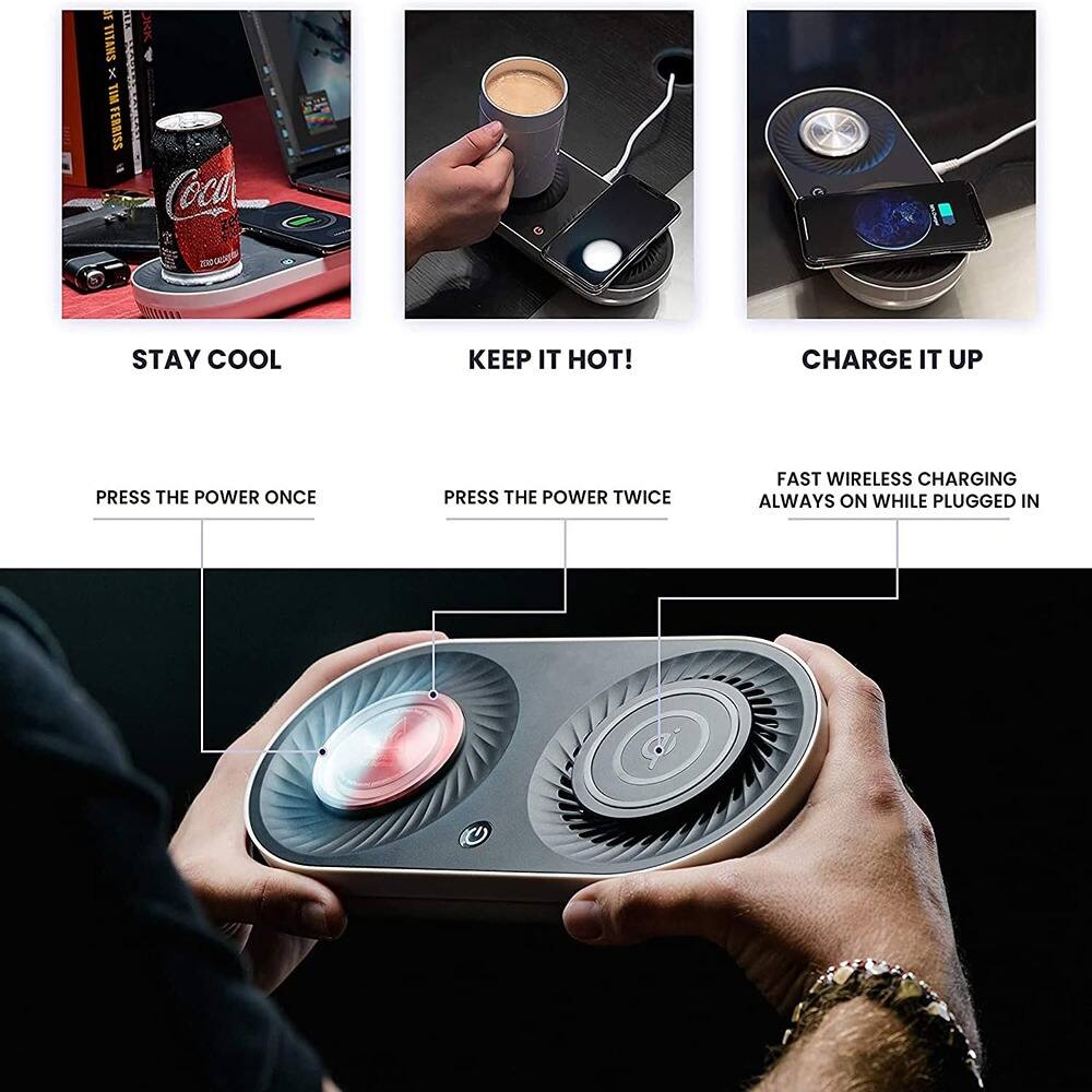 1. TITANS x TIM FERRISS JRK Coca

STAY COOL
PRESS THE POWER ONCE

KEEP IT HOT!
PRESS THE POWER TWICE

CHARGE IT UP
FAST WIRELESS CHARGING
ALWAYS ON WHILE PLUGGED IN