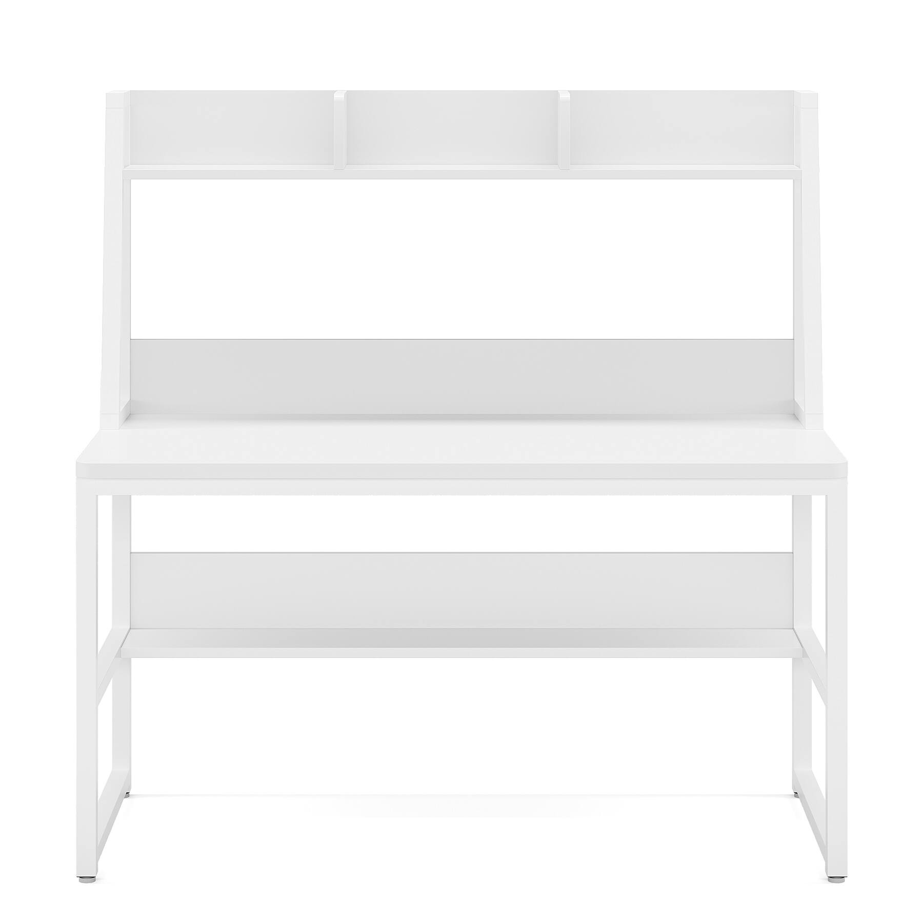 Left. APRILSOUL - 47in Computer Desk with Hutch and Bookshelf Compact Desk Writing Study Table with Storage Modern Workstation White - White.