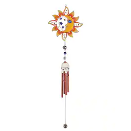 FC Design - 33" Long Copper Gem Moon and Sun Wind Chime Outdoor Patio or Garden Hanging Decoration - Multi-Color
