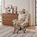 Back. Bestier - Office Cross-Legged Chair with Ergonomic Headrest, Flip-up Armrest & Adjustable Backrset for Home Office - Off-White PU Leather.