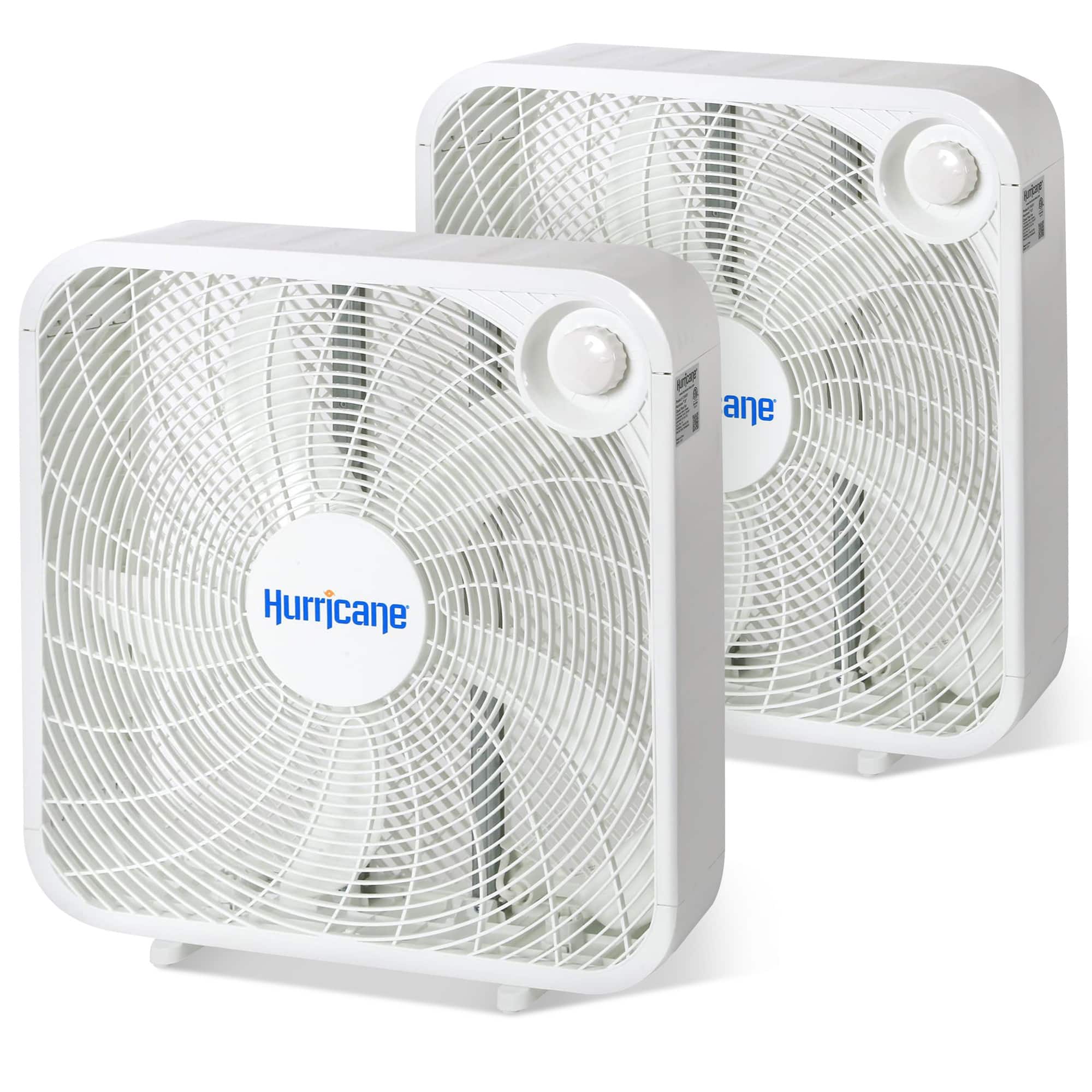 Hurricane - 20" Classic Series Floor Box Fan with 3 Speed Settings, 2 Pack - White