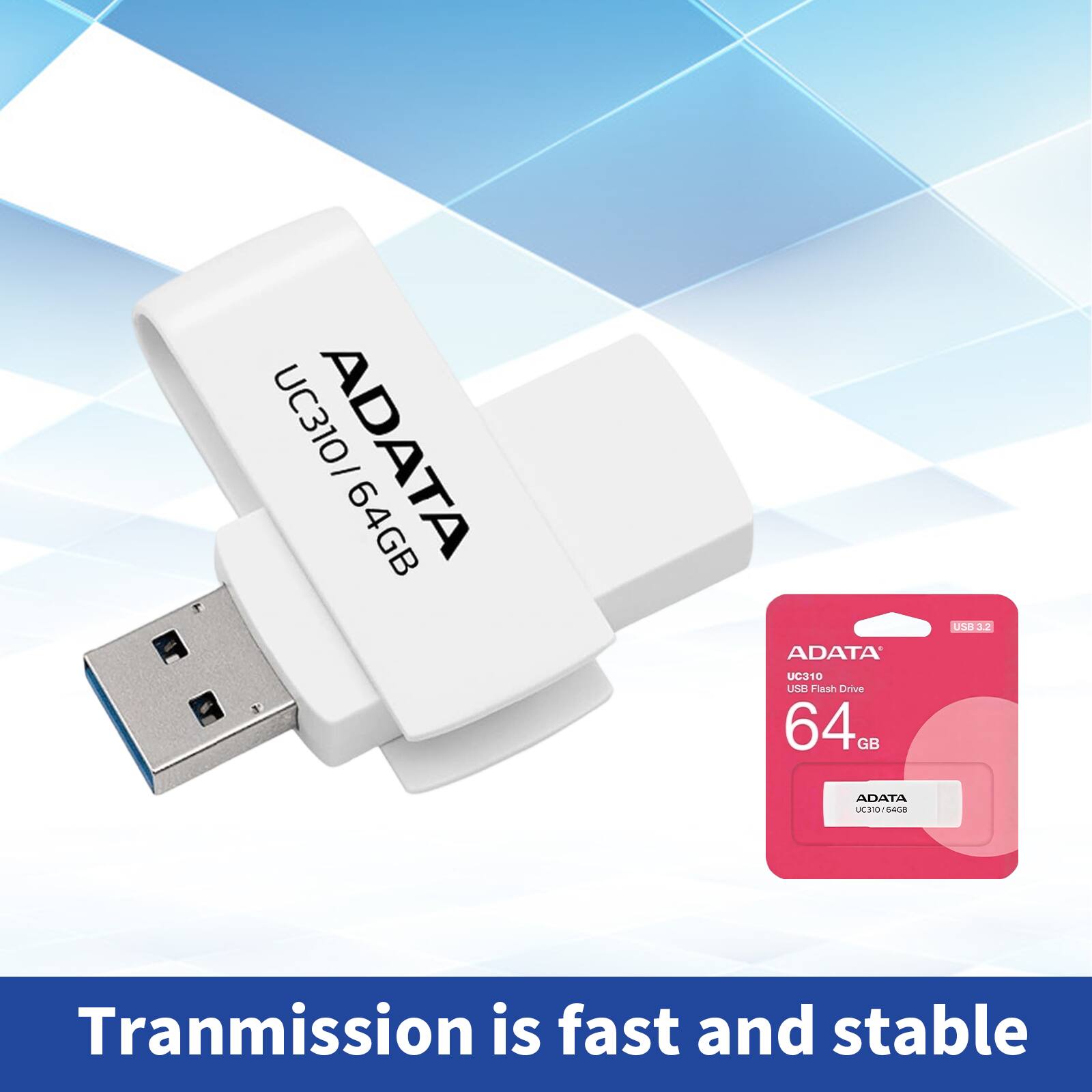 ADATA UC310 / 64GB ADATA UC310 USB Flash Drive 64GB USB 3.2 Transmission is fast and stable