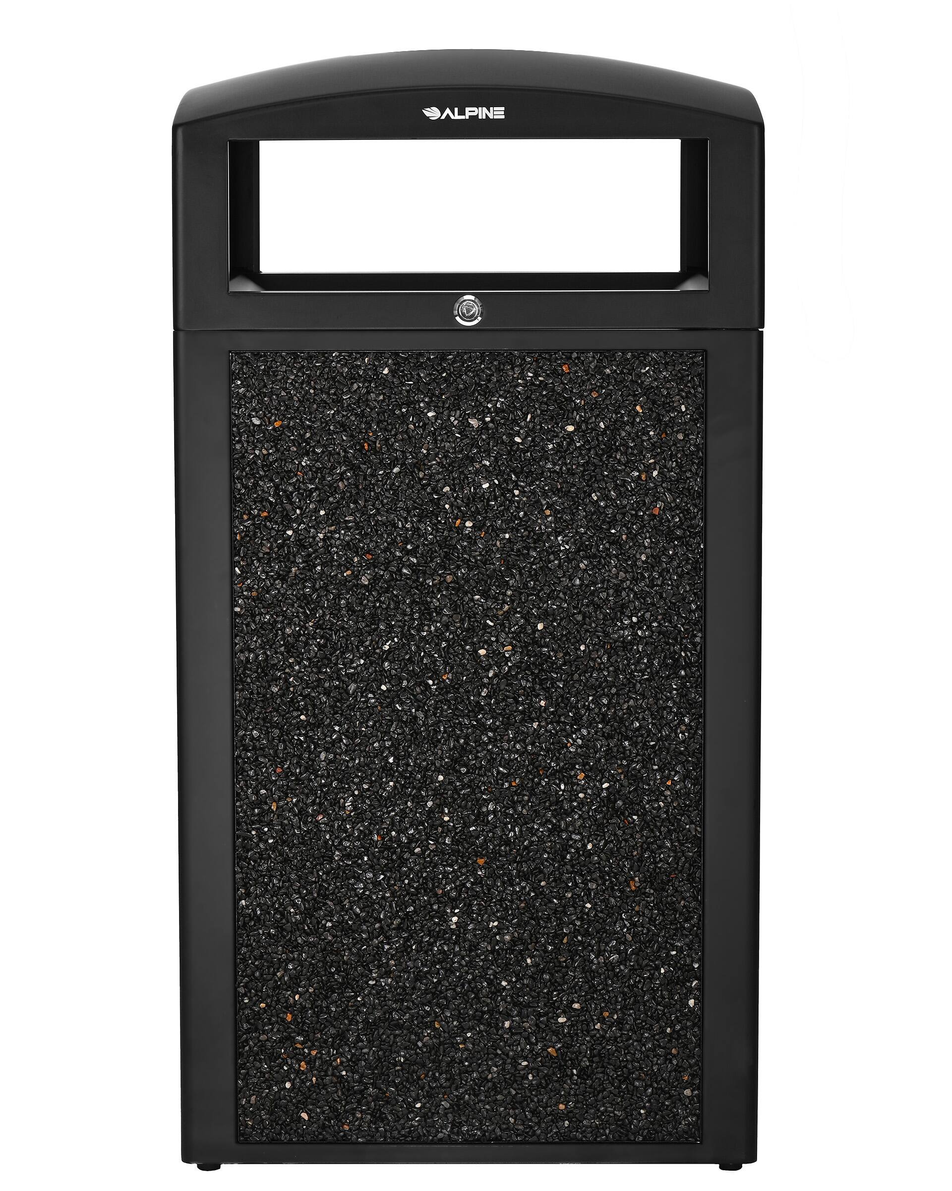 Left. Alpine Industries - 40 Gallon Steel Outdoor Trash Can with Insert Liner and Dome Lid - Gray.