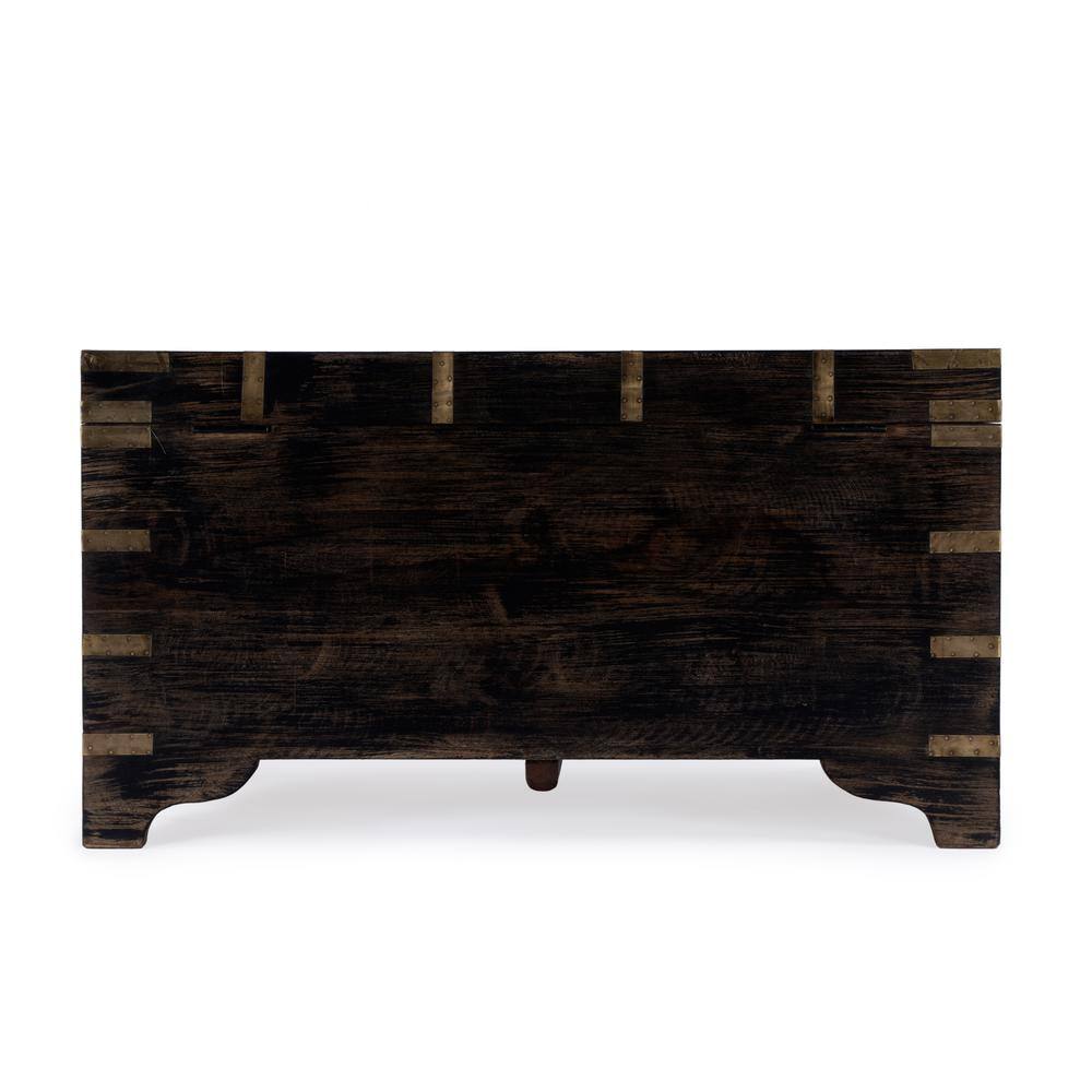 Left. Butler Specialty - Nador Hand-Painted Brass Inlay Storage Trunk Coffee Table - Brown.