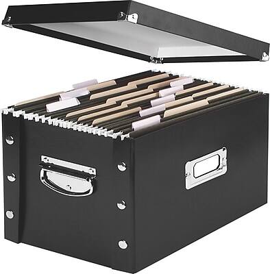 Front. Snap-N-Store - Snap-N-Storage Laminate Collapsible Storage Box, Letter, Black (SNS01533) - Black.
