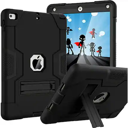 Front. Entronix - Entronix Heavy Duty Case for iPad Air 9.7" (2nd/1st Generation) - Triple-Layer Protection - Black.