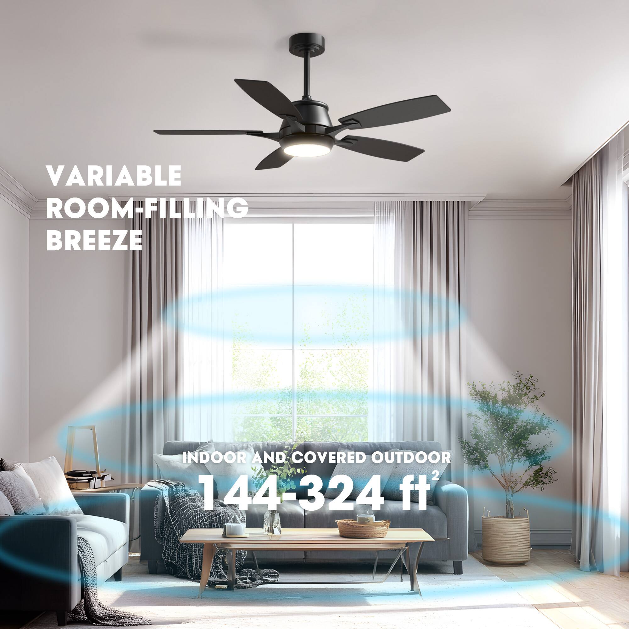VARIABLE ROOM-FILLING BREEZE  
INDOOR AND COVERED OUTDOOR  
144-324 ft²