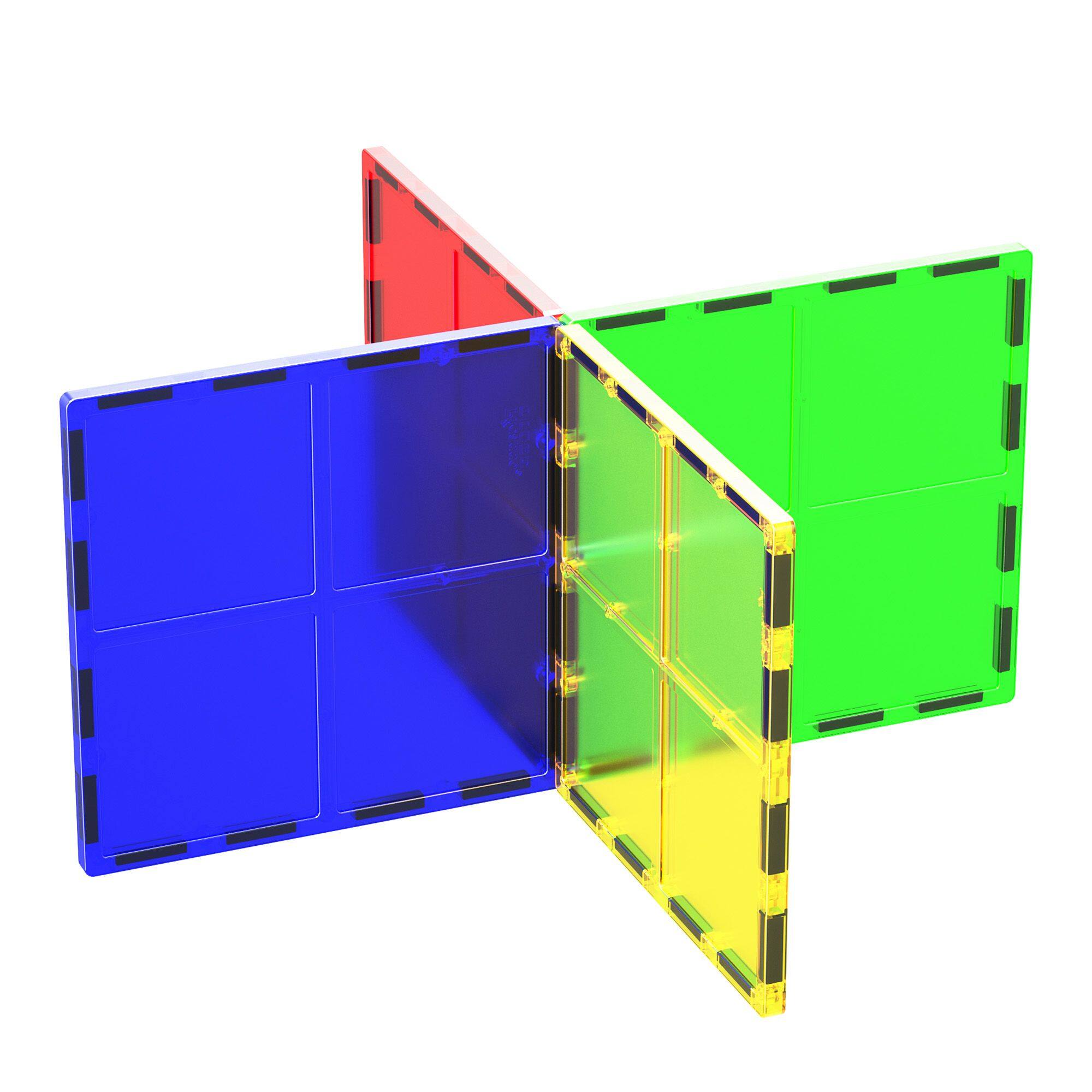 Alt View 3. PicassoTiles - PICASSO-TILES 4PCS Large Square Magnetic Building Blocks, STEM Educational Toy, Pretend Play & Brain Development Playset.