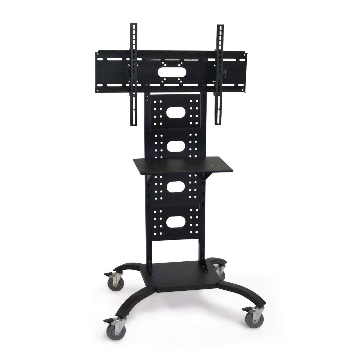 Front. Hivvago - Hivvago Mobile Flat Screen TV Stand Cart with Shelf and Universal Mounting Bracket - Black.