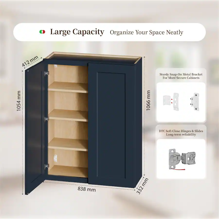 Boyel Living Shaker Wall Cabinet with RTA 33 in L x 12 in W x 42 in H ...
