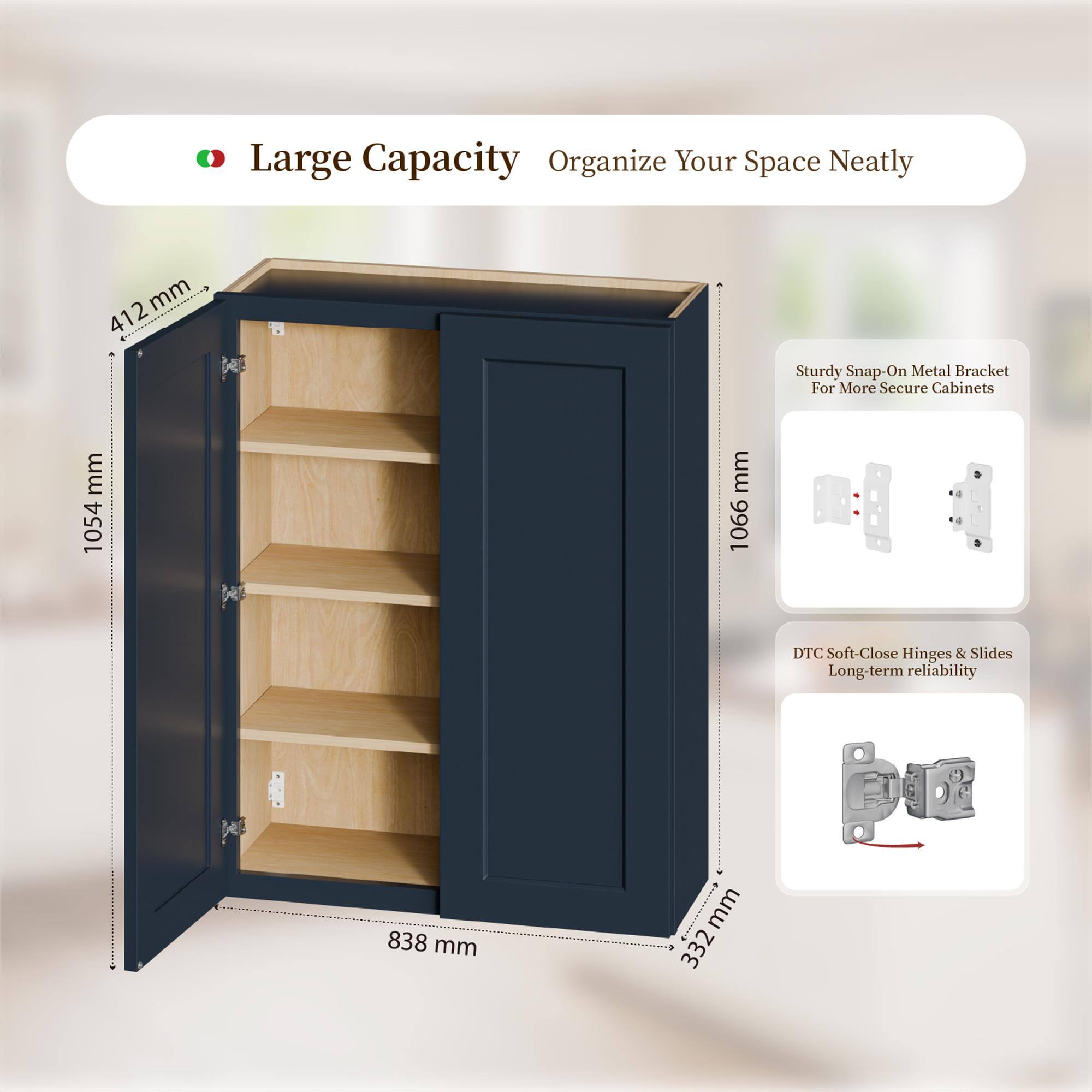 Boyel Living Shaker Wall Cabinet with RTA 33 in L x 12 in W x 42 in H ...