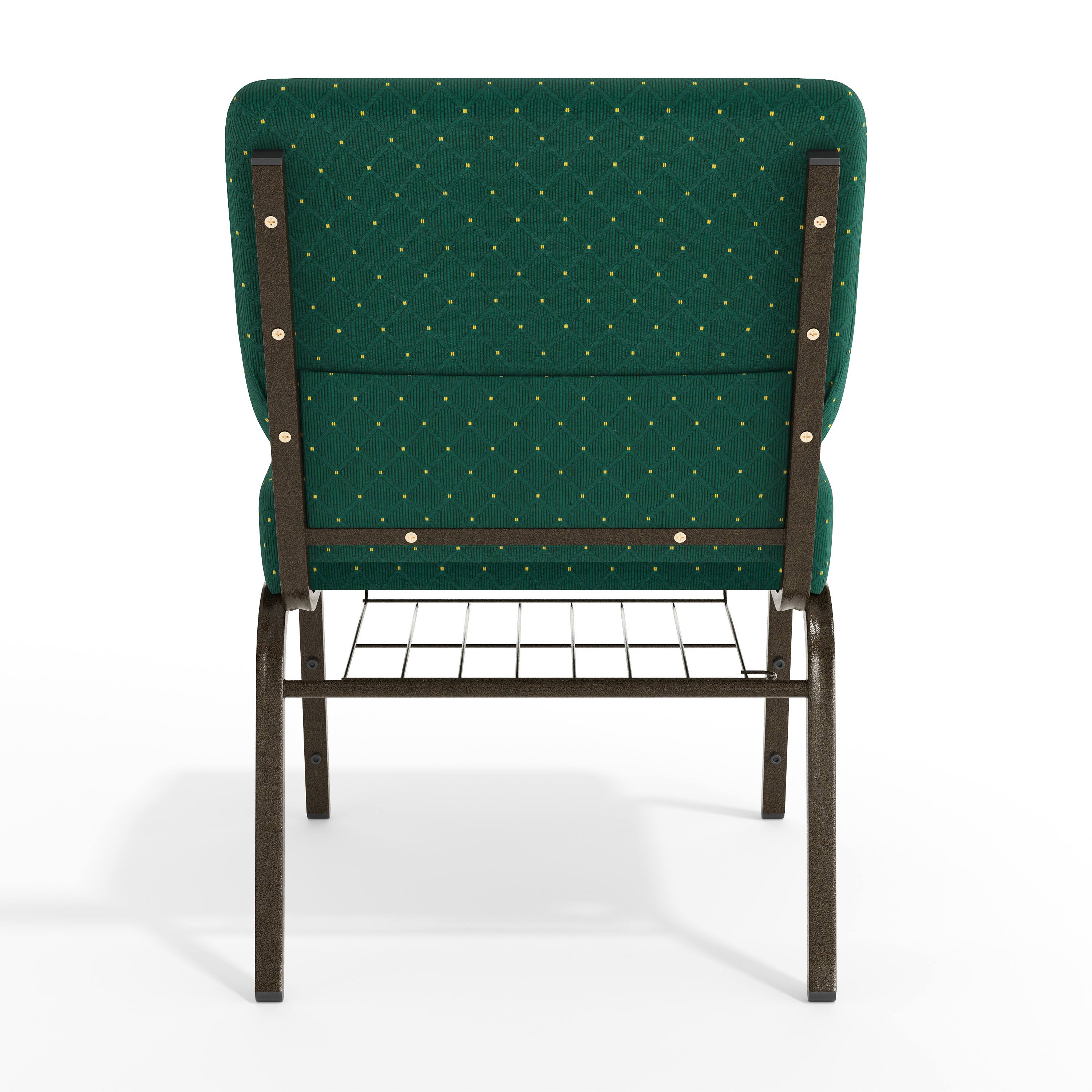 Alt View 7. Emma + Oliver - 21"W Church/Reception Guest Chair with Communion Cup Book Rack - Hunter Green Dot Patterned Fabric/Gold Vein Frame.