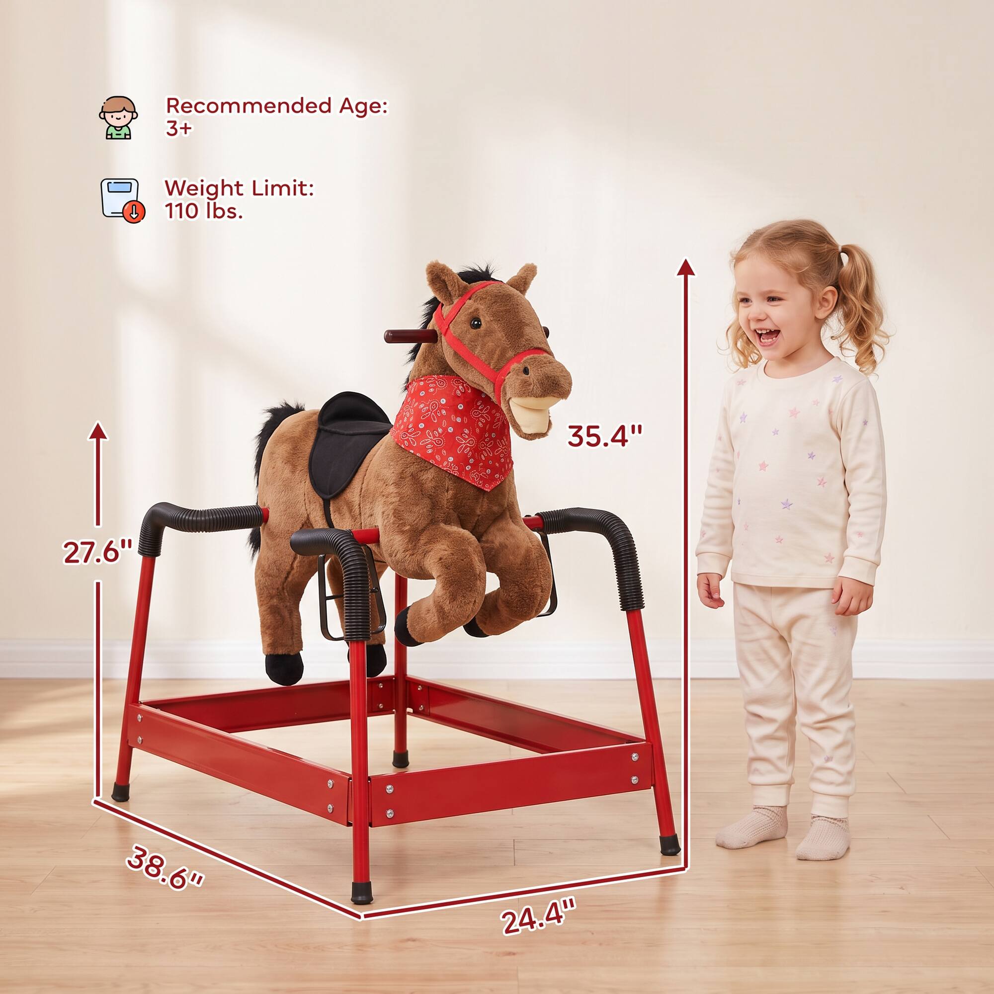 Recommended Age: 3+  
Weight Limit: 110 lbs.  
35.4"  
27.6"  
38.6"  
24.4"