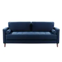 Lifestyle Solutions - Langford Sofa with Upholstered Fabric and Eucalyptus Wood Frame - Navy Blue - Front_Zoom