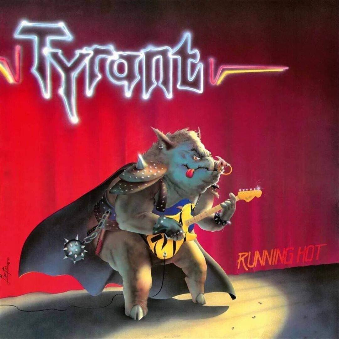 The image features a cartoon character, possibly a pig or a monster, playing a guitar on stage. The character is wearing a cape and appears to be the main focus of the scene. The background is red, and there is a spotlight shining on the character, emphasizing the performance. The text "Tyrant" is displayed prominently in the image, likely referring to the character or the theme of the scene.