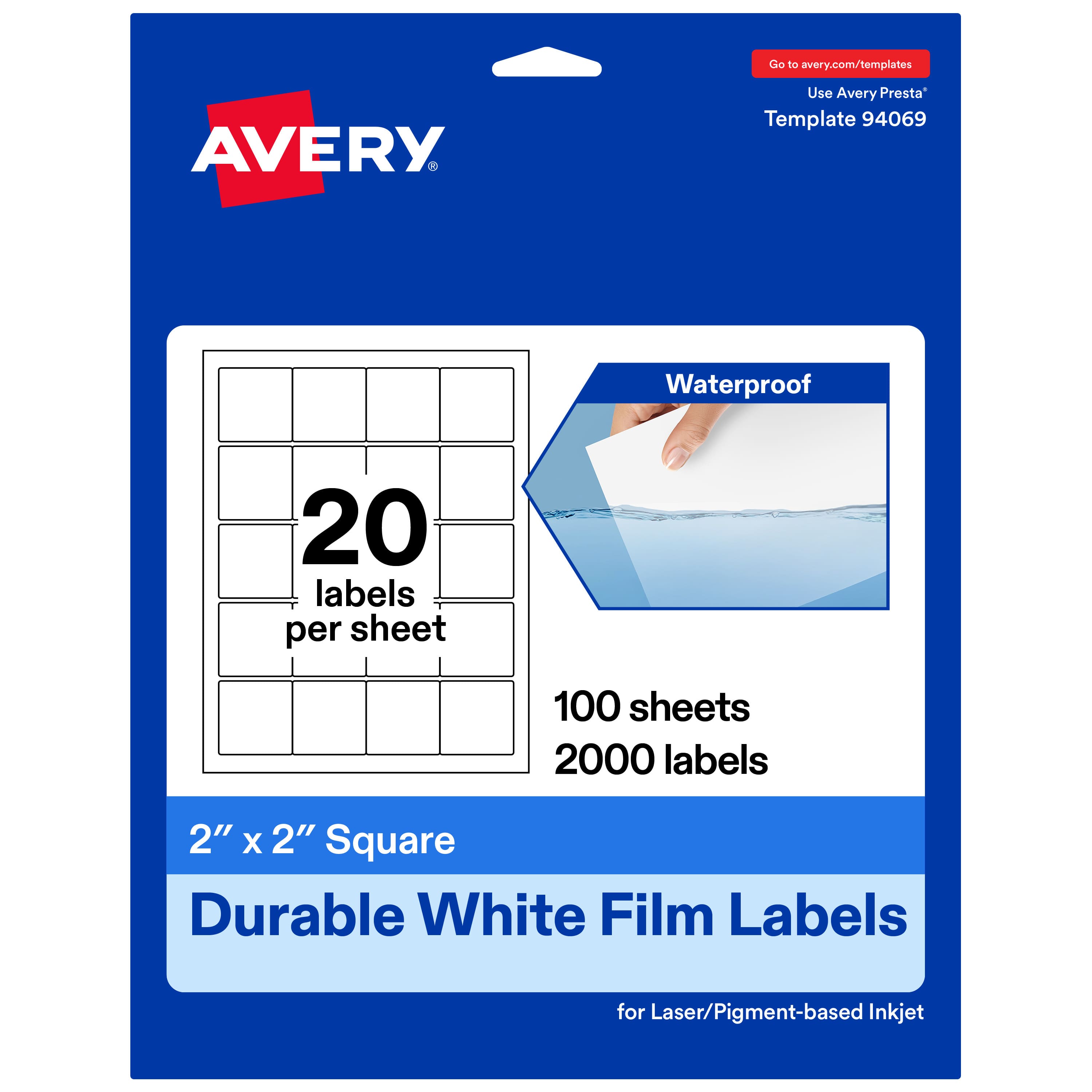 "Avery - Avery® Durable Square Labels, 2"" x 2"", 2000 Total - White" price history on PriceWatchPro