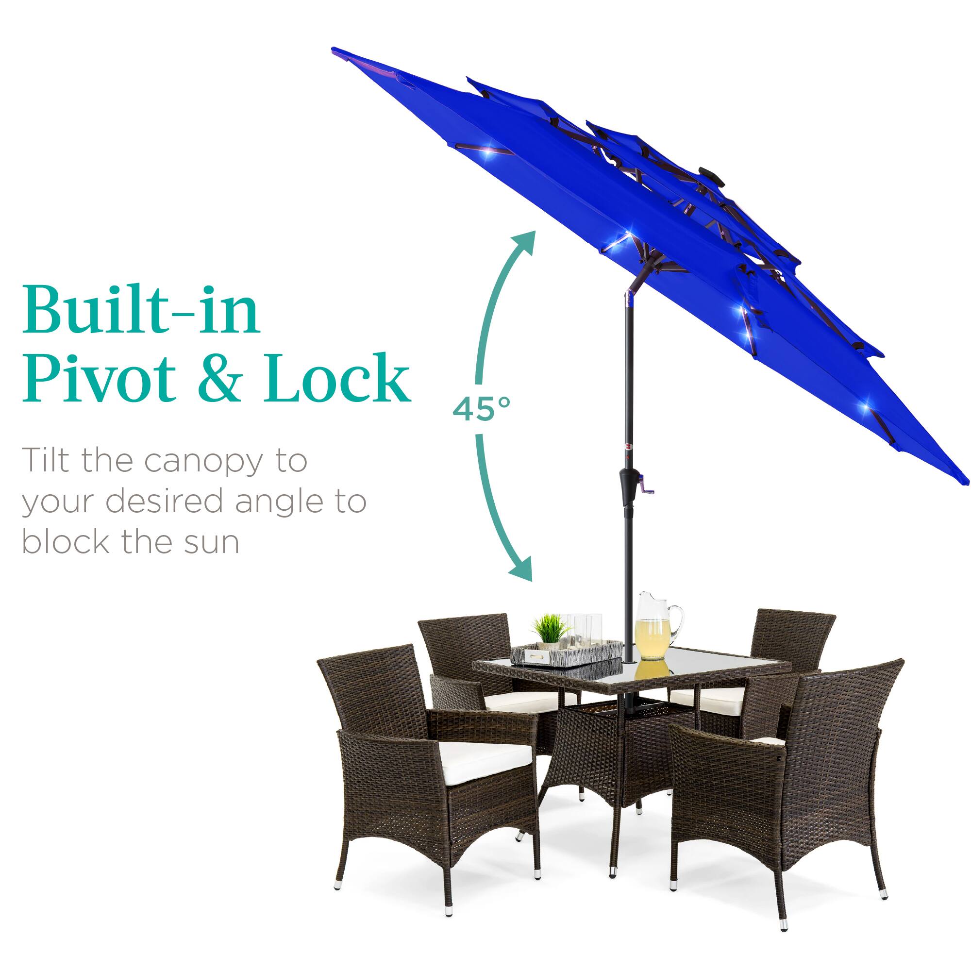 Built-in Pivot & Lock

Tilt the canopy to your desired angle to block the sun

45°