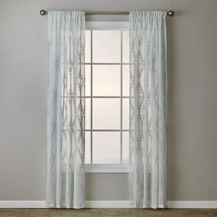 Front. SKL Home - SKL Home By Saturday Knight Ltd Diamond Vine Window Curtain Panel - 52" x 84" White - White.