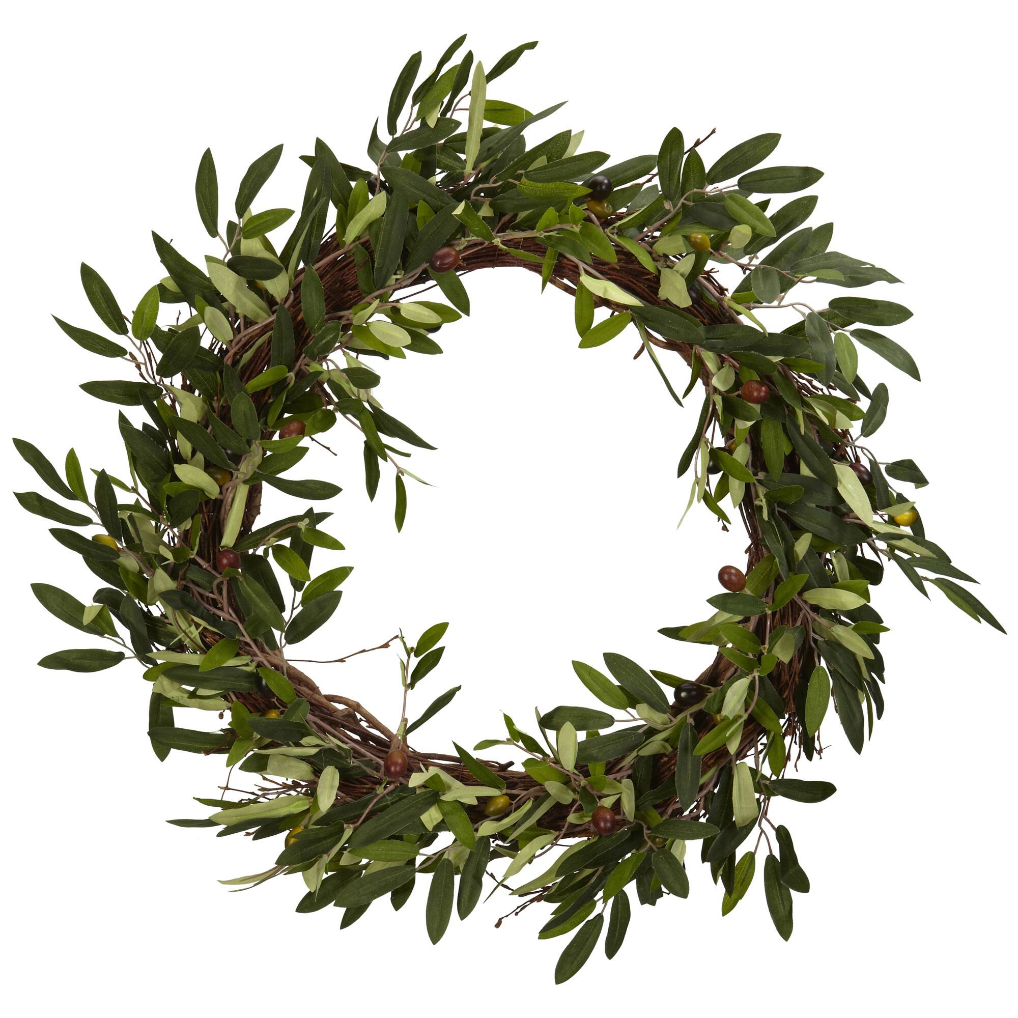 Front. BreeBe - 20" Olive Wreath - Green.
