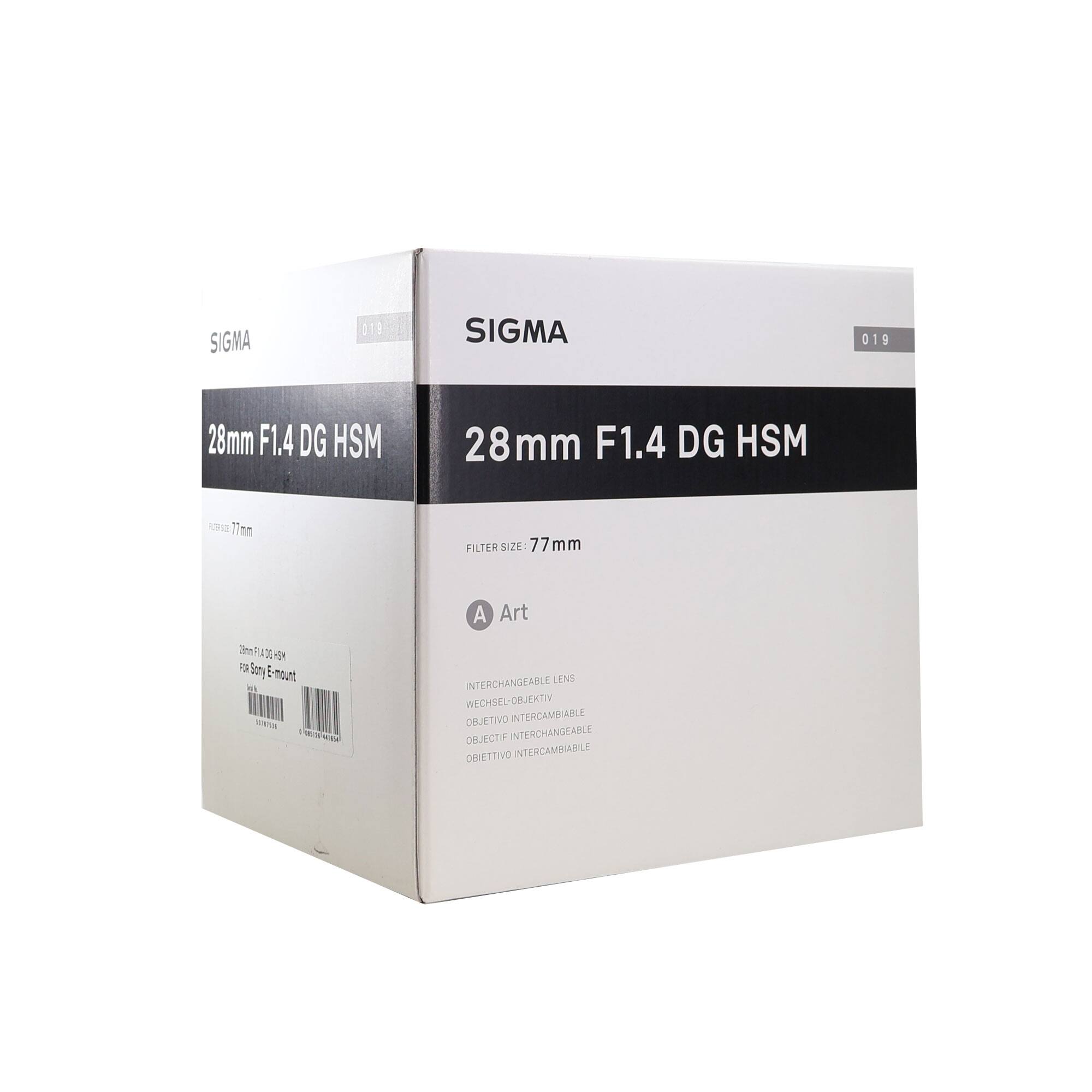 SIGMA 28mm F1.4 DG HSM  
FILTER SIZE: 77mm  
A Art  
INTERCHANGEABLE LENS  
WECHSEL-OBUEKTIV  
OBJETIVO INTERCAMBIABLE  
OBJECTIF INTERCHANGEABLE  
OBIEKTIV INTERCAMBIABILE