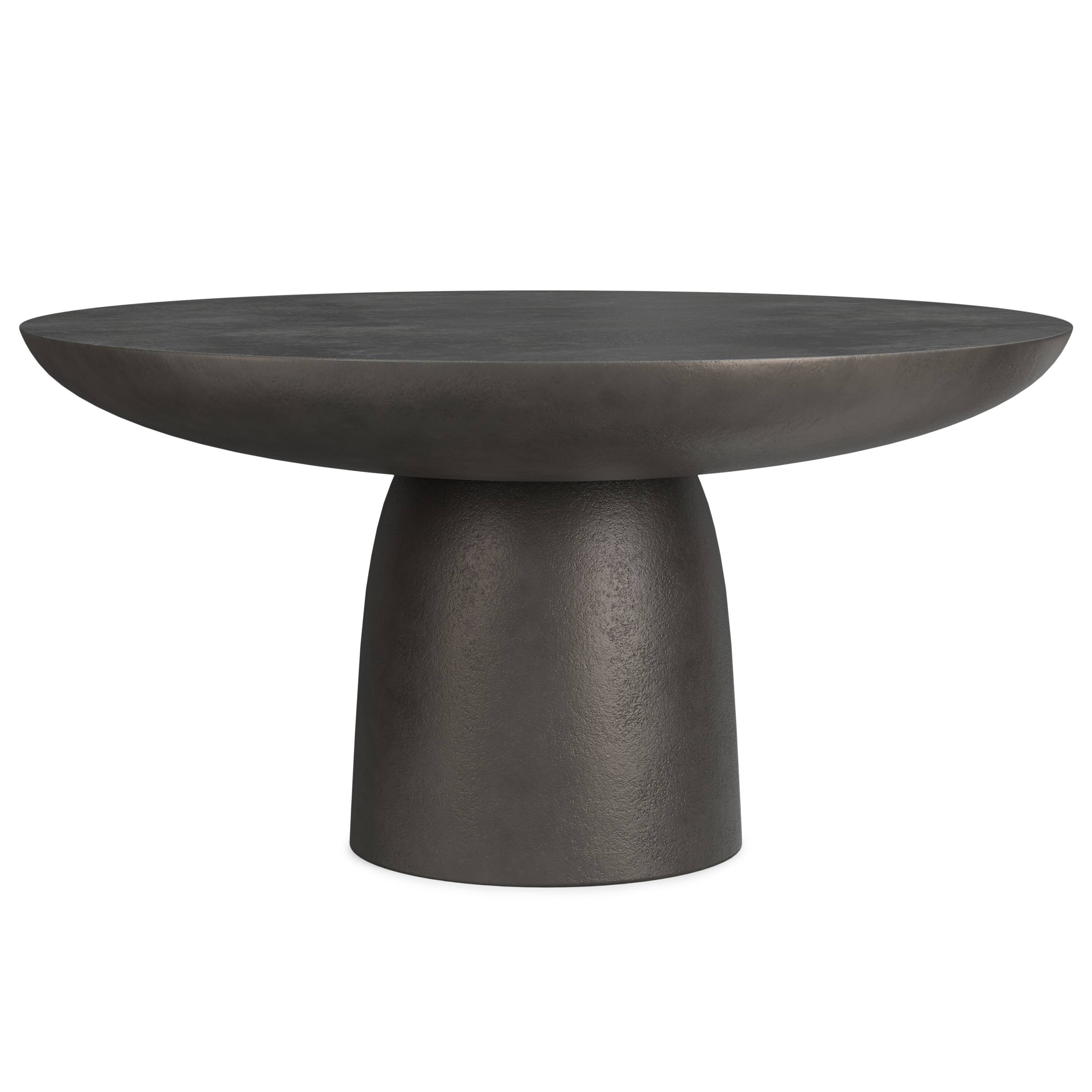 Simpli Home - Alexa 30 inch Wide Contemporary Metal Round Pedestal Coffee Table, Assembled - Black Nickel