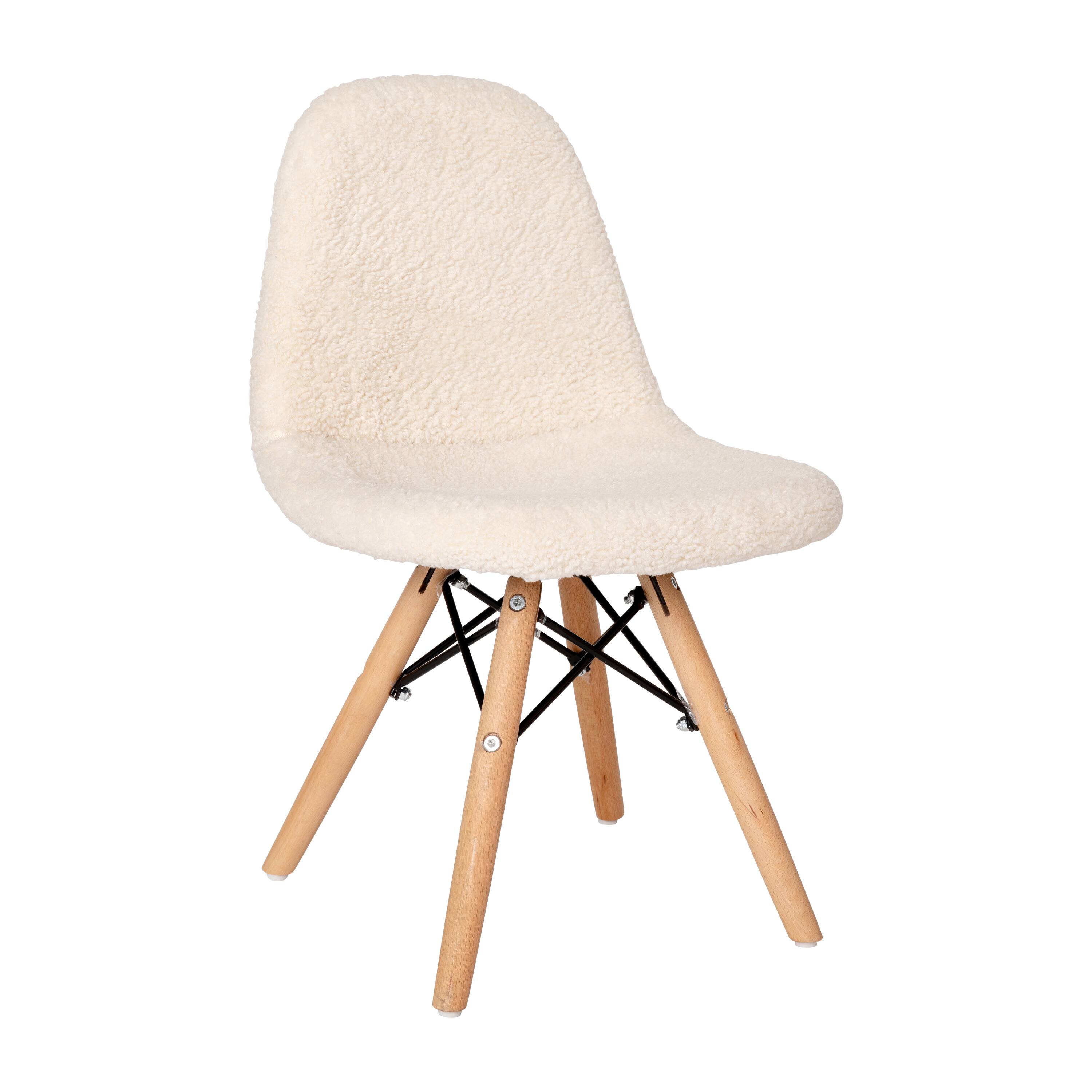 Alt View 1. Emma + Oliver - Children's Dorset Series Faux Shearling Accent Chair with Beechwood Legs for Bedroom, Play Room and More - Off-White.