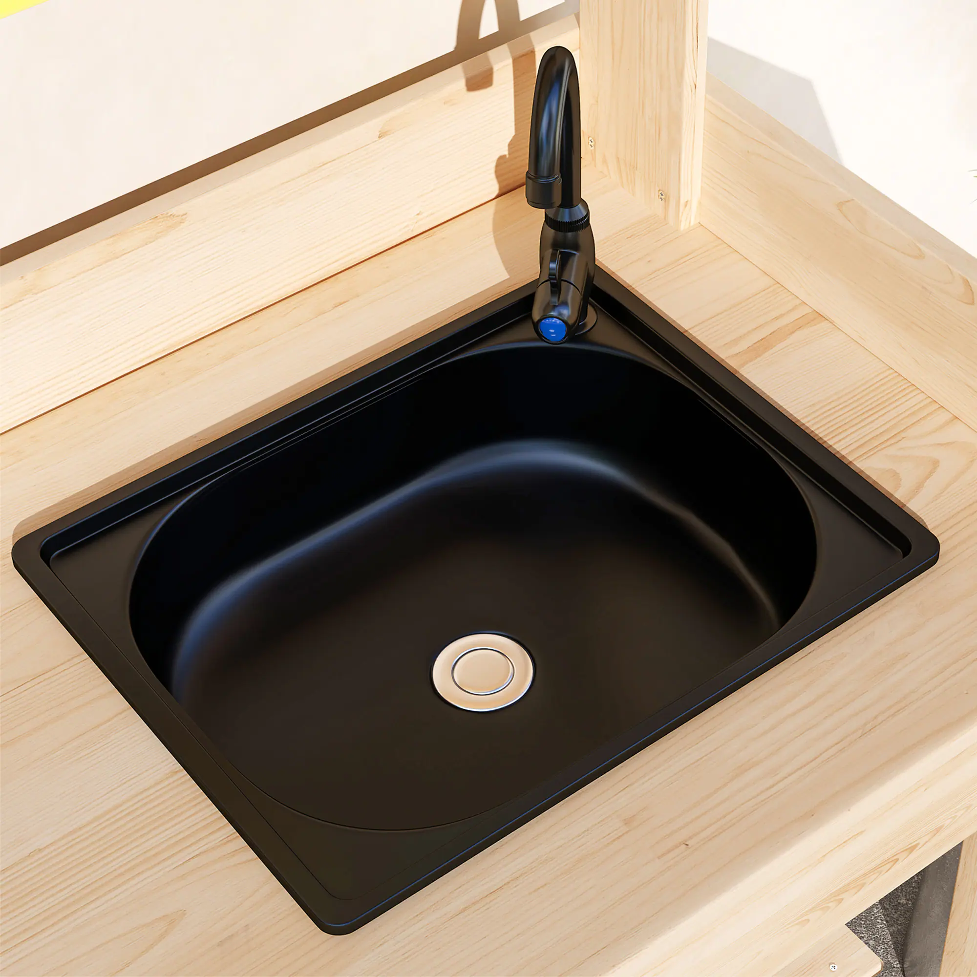 Alt View 7. Outsunny - Potting Bench Table, Outdoor Garden Table Wooden Work Station with Removable Sink, Faucet, Drawer, Shelves, Hooks - Natural Wood.