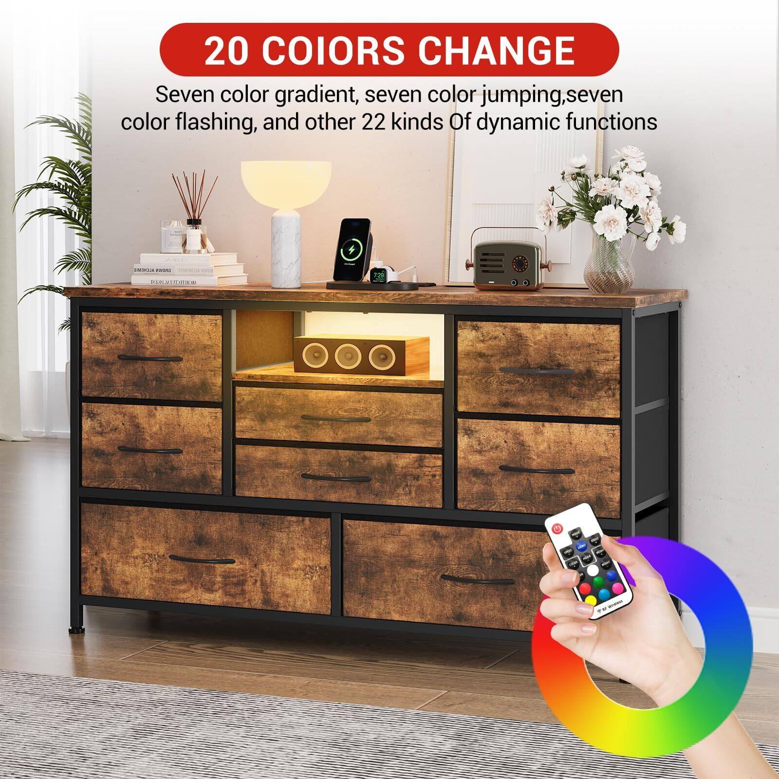 20 COLORS CHANGE

Seven color gradient, seven color jumping, seven color flashing, and other 22 kinds of dynamic functions.