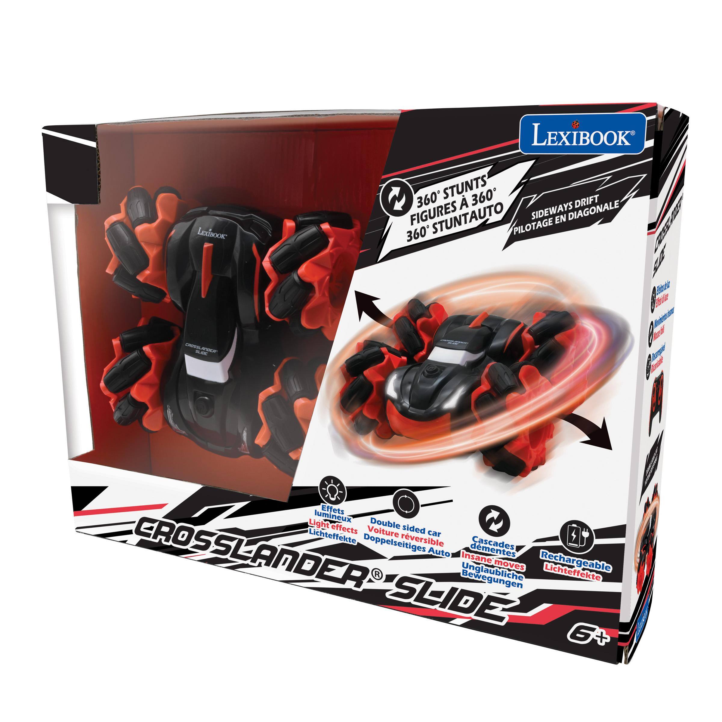 LEXIBOOK  
LEXIBOOK 360 STUNTS 360 DRIFT FIGURES STUNTAUTO PILOTAGE EN DIAGONALE 360.  
CROSSLANDER LXX  
lumineux Effets Light effects Voiture Double sided Lichteffekte car Doppelseitiges rversible Cascades CROSSLANDER Auto Insane Unglaubliche moves Rechargeable Lichteffekte SLIDE 6+
