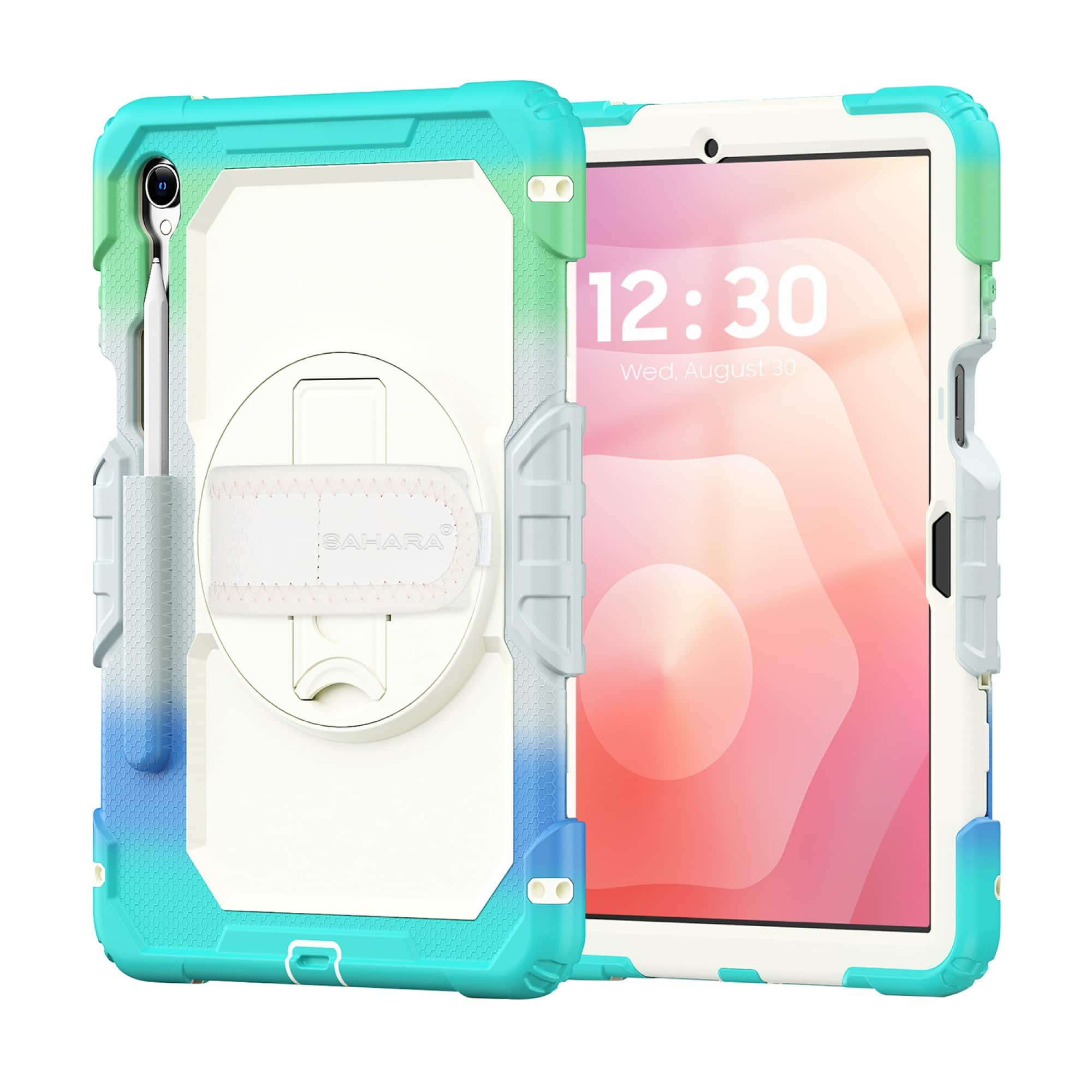 SaharaCase - Samsung Galaxy Tab S11 Case | Kid Proof Heavy Duty | Hand Strap & Shoulder Strap | Raider Series - Splash Blue