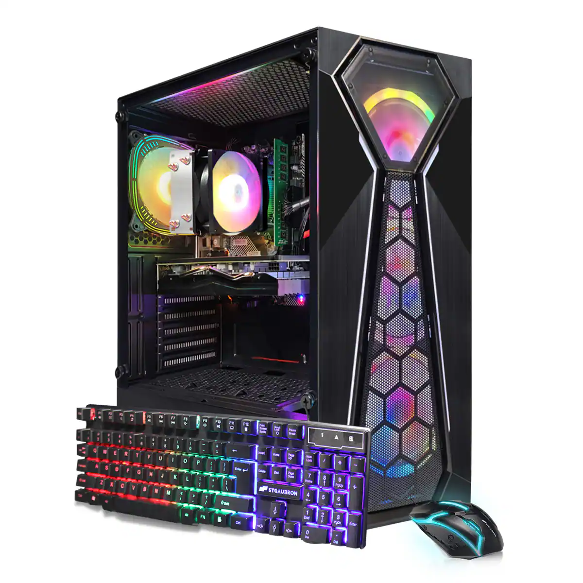 STGAubron - Gaming PC Computer Desktop, AMD Ryzen 5 5500 up to 4.2Ghz, GeForce RTX 2060 Super 8G, 16G DDR4, 1T SSD, WIN11H - Black