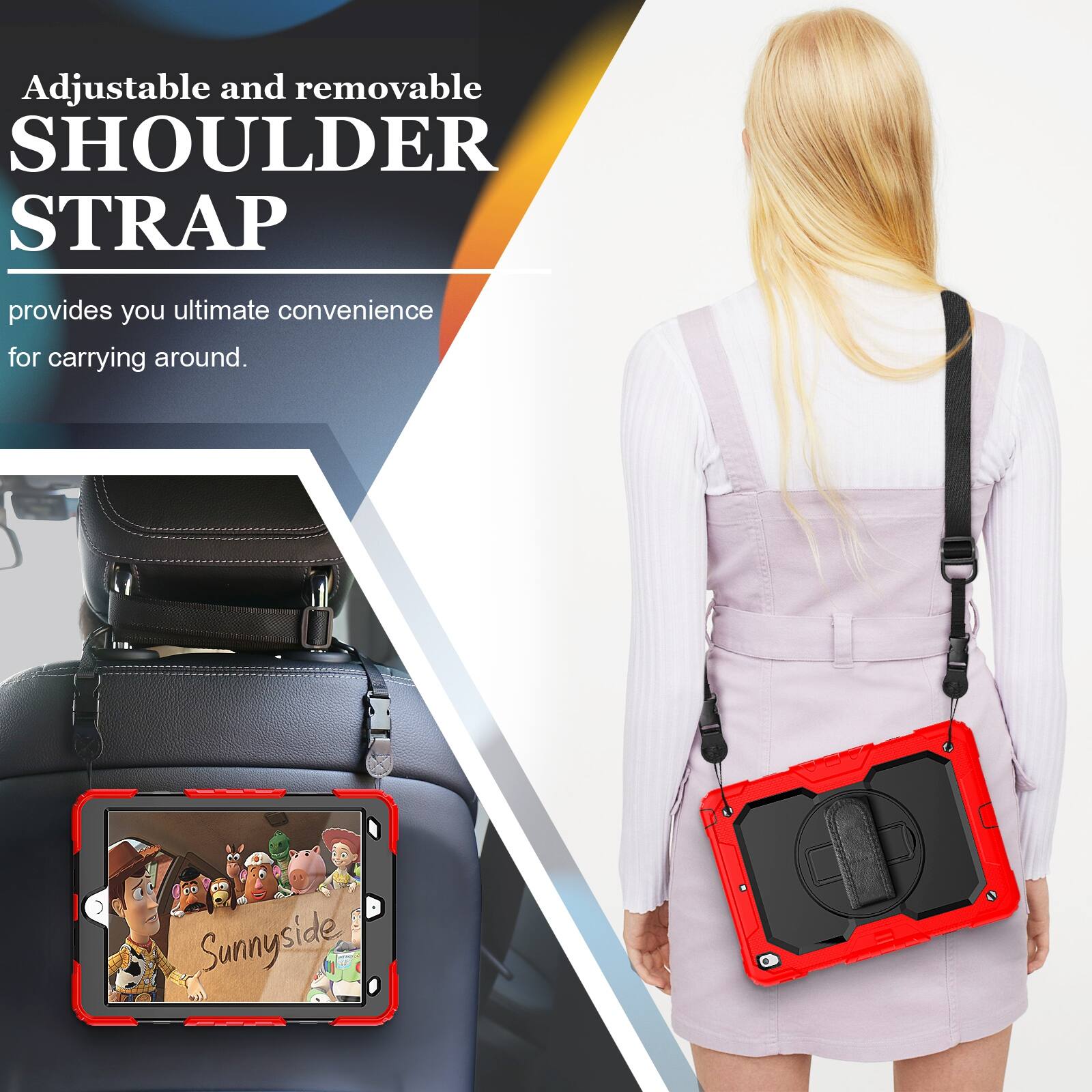 Adjustable and removable SHOULDER STRAP provides you ultimate convenience for carrying around.