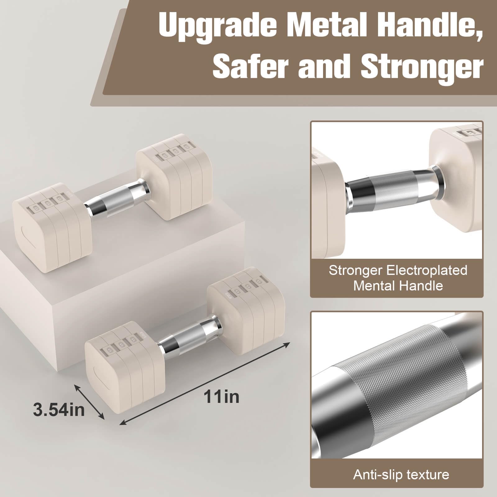 Upgrade Metal Handle, Safer and Stronger

Stronger Electroplated Mental Handle

Anti-slip texture

3.54in

11in