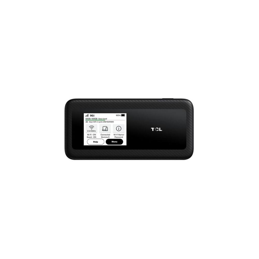 5G 100% 5008/10008 Data Used 20 days be it cycle (01/0/2022) 2.4/5GHz Wi-Fi ON Connected Wi-Fi Name/ Guest ON Devices 5 Password

TCL
Help
Menu