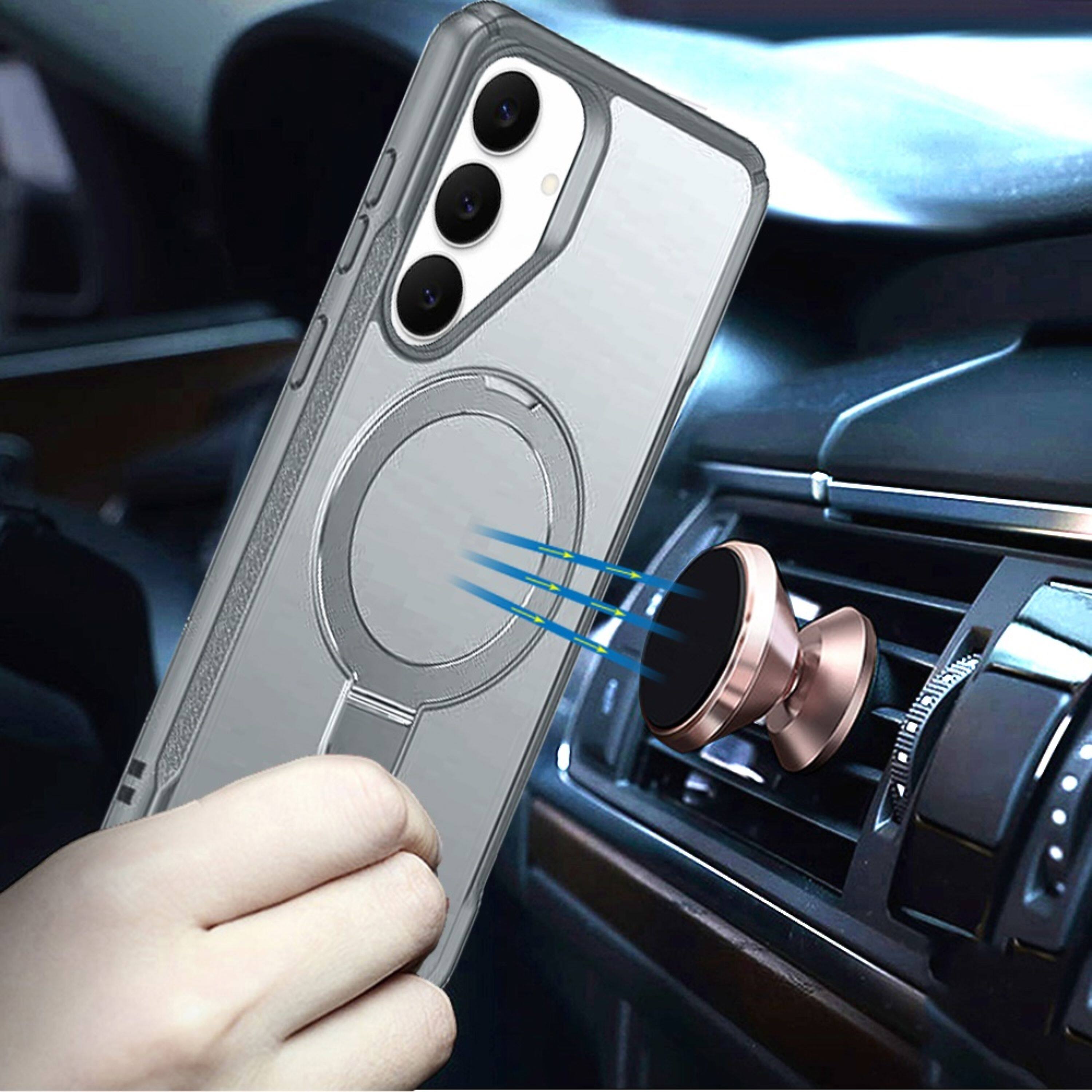 Angle. Kitcheniva - Shockproof Magnetic Stand Matte Case With Tempered Glass For Samsung S26 Plus Gray - Gray.