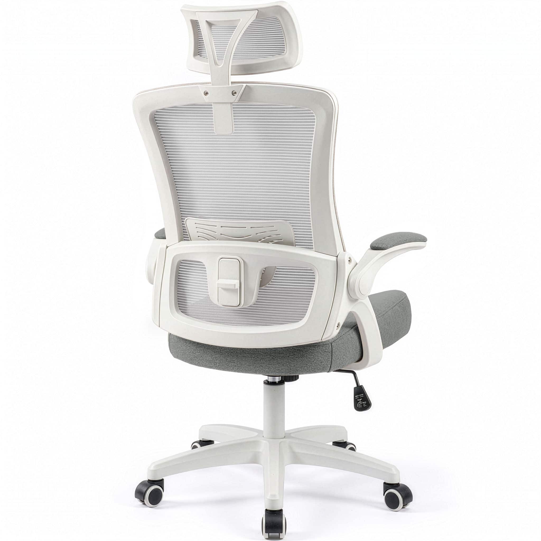 Celtoss - Office Desk Chair Computer High Back Support Mesh Comfy Adjustable Ergonomic Headrest Lumbar Rolling Flip-up Armrests - Plastic Base-Gray