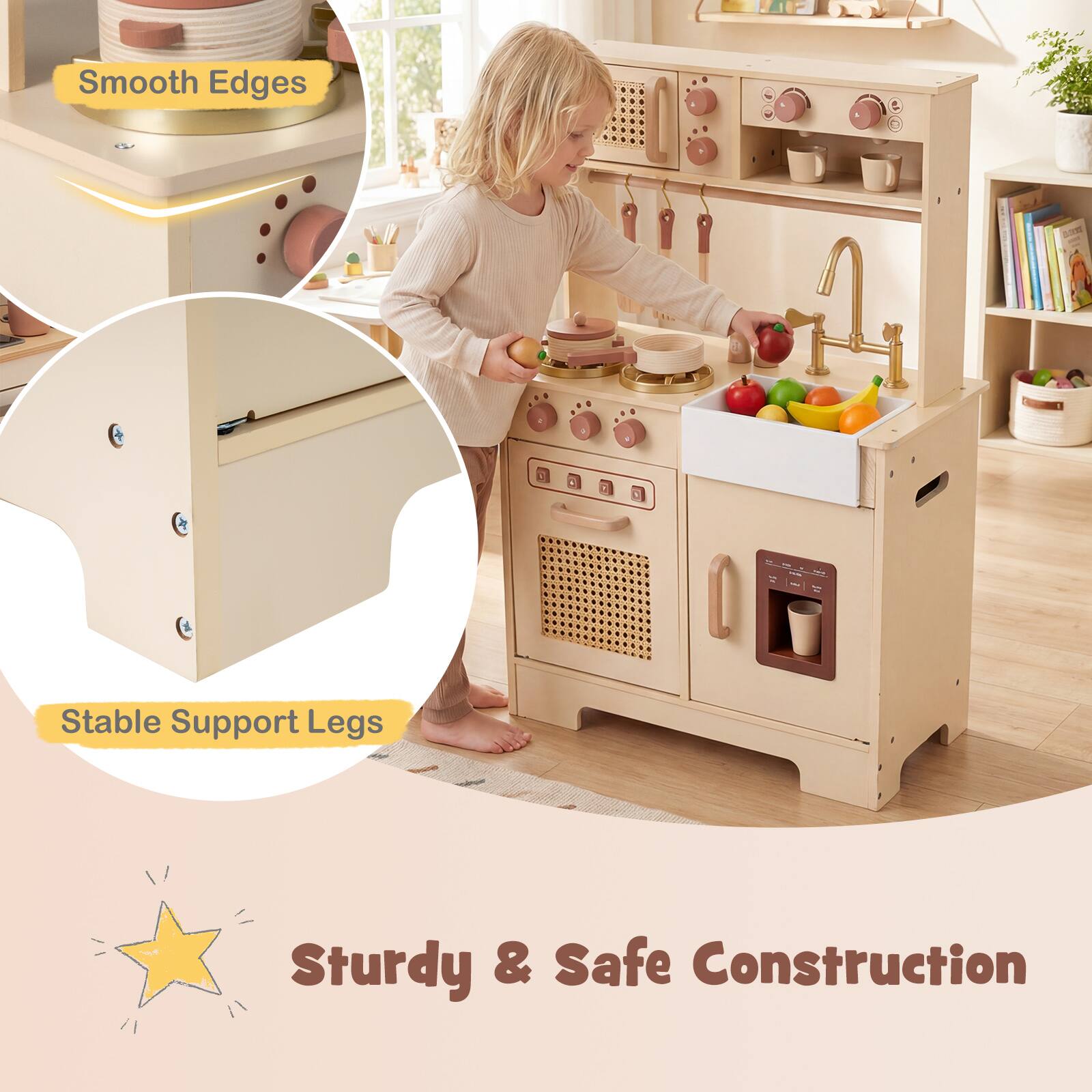 Smooth Edges  
Stable Support Legs  
Sturdy & Safe Construction