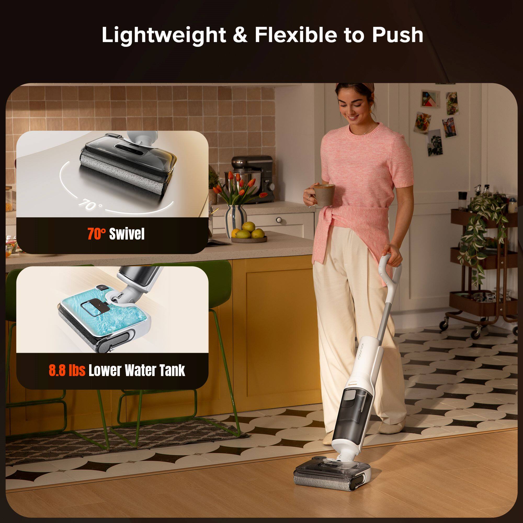 Lightweight & Flexible to Push 70 Swivel 8.8 lbs Lower Water Tank