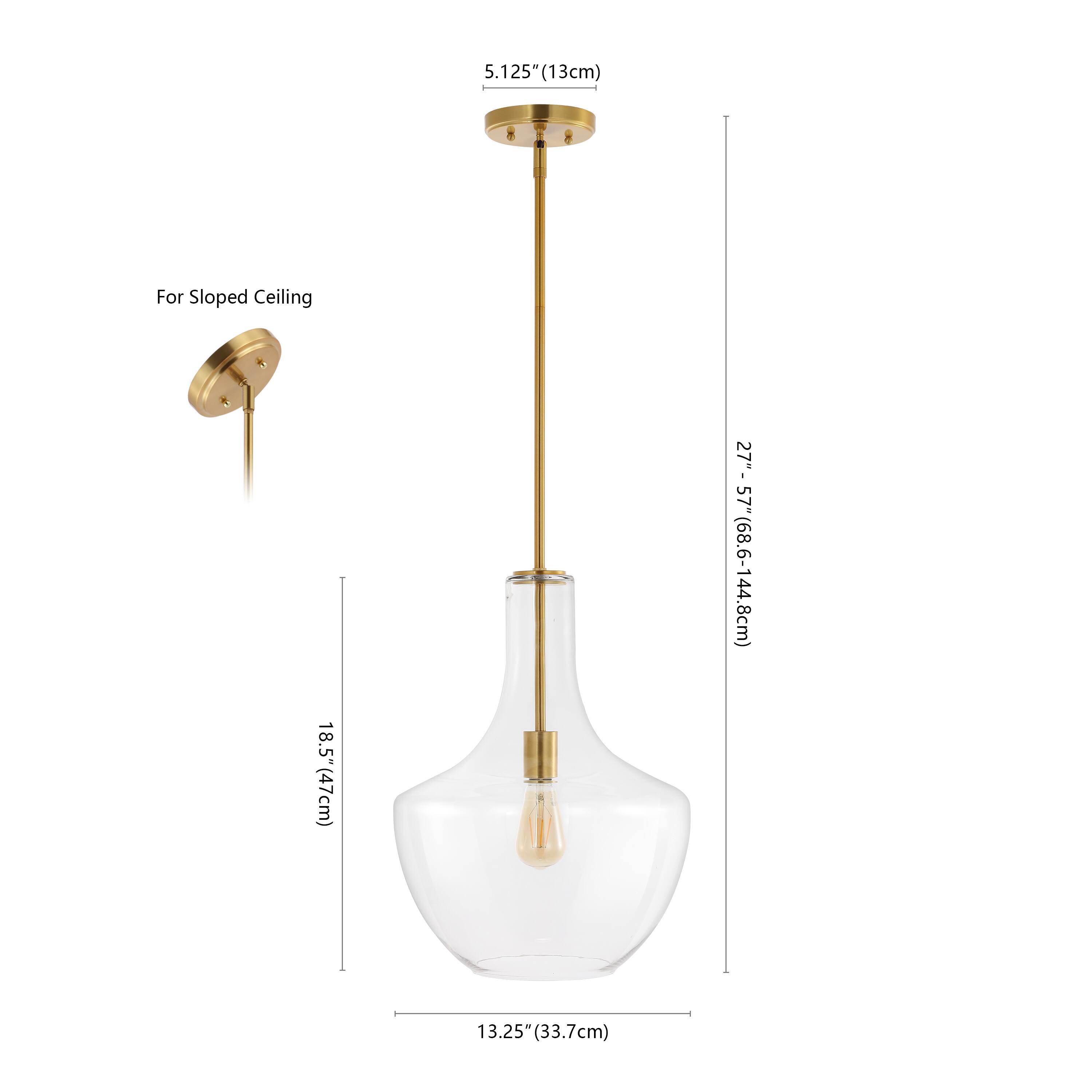 5.125" (13cm) For Sloped Ceiling  
18.5" 5" (47cm)  
27" - 57" (68.6-144.8cm)  
13.25" (33.7cm)