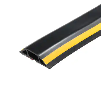 Front. Unique Bargains - Floor Cord Cover Cable Protector 3.3ft Self Adhesive Extension Cable Management for Home Office 0.55" W x 0.28" H - Yellow Black.