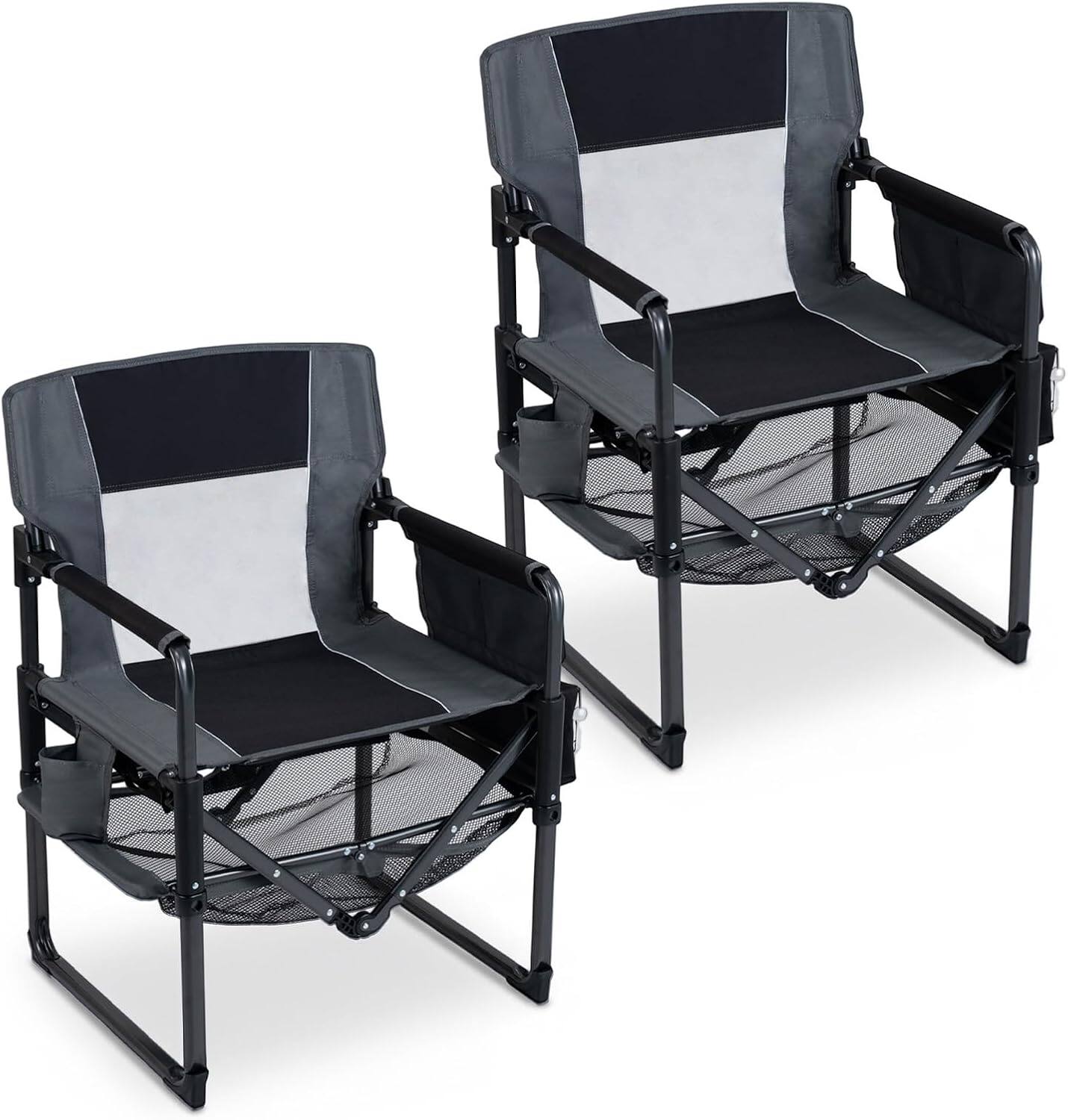 Gymax - Outdoor Camping Chair for Adults Heavy Duty Lawn Chair w/Cup Holder&Side Pocket Gray - Black price history on PriceWatchPro