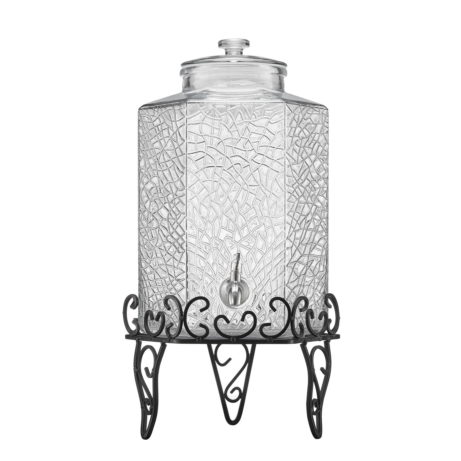 Alt View 5. VEVOR - Beverage Dispenser, 2.5 Gallon Drink Dispensers for Parties, Glass Juice Dispenser with Metal Stand - Transparent.