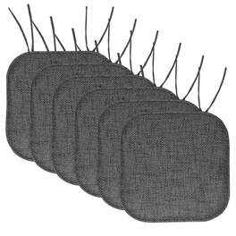 Sweet Home Collection - Herringbone Stitch Memory Foam Non-Slip 16" x 16" Chair Cushion Pad with Ties, 6-Pack - Black