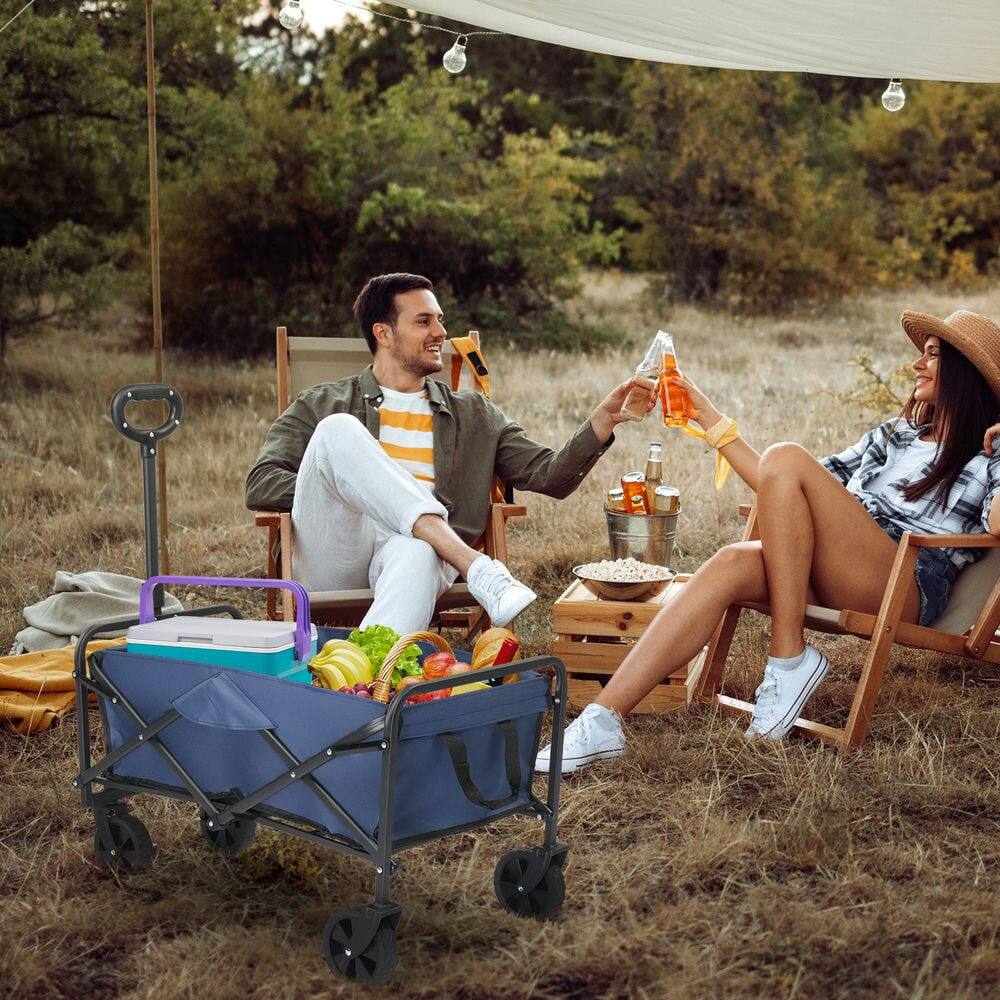 Alt View 10. Resenkos - Resenkos Steel Frame Flat Folding Style , Blue Cloth Silver Frame,  Garden Folding Cart, Silver Blue - Silver Blue.