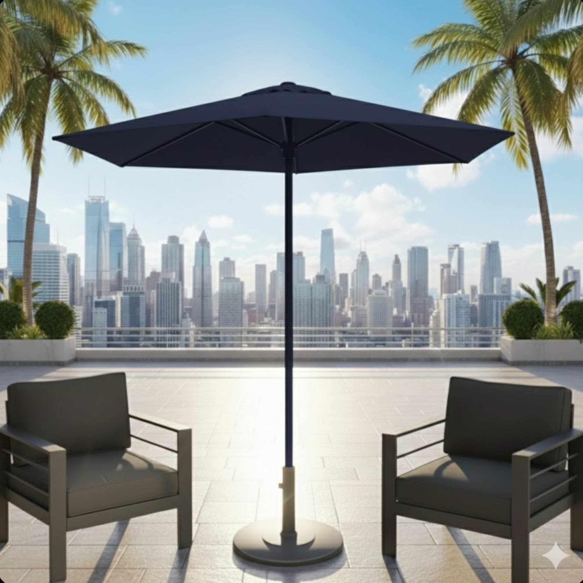 Angle. Mondawe - 7.5 Feet Market Umbrella with Crank Lift & Tilt - Navy Blue.